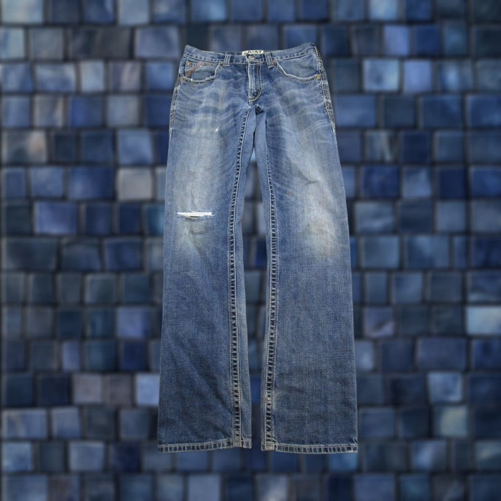 Ariat M4 Jeans Bootcut Relaxed Size 30x36 Blue Cotton Blend Denim Mens Vintage No