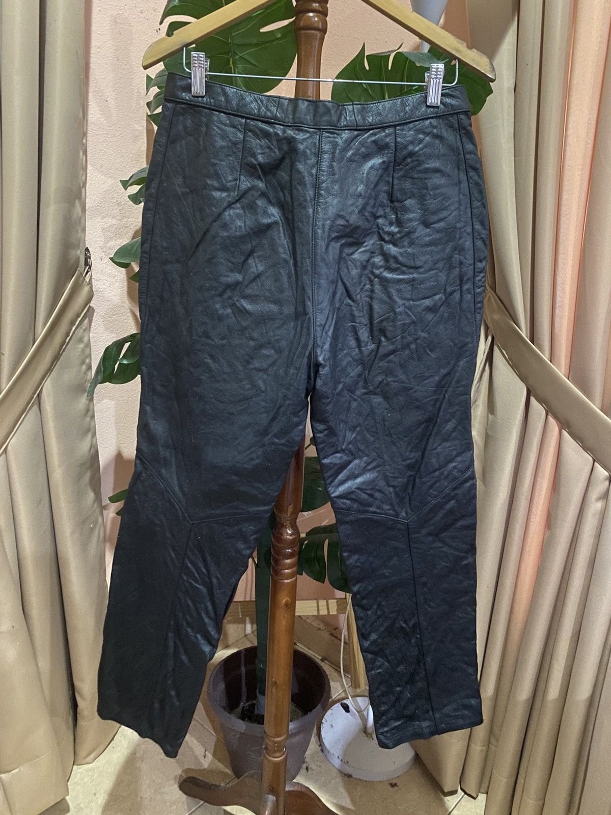 Leather Vintage Black Genuine Leather Trousers Paneled Moto Pants Size US 30 / EU 46 - 4 Thumbnail
