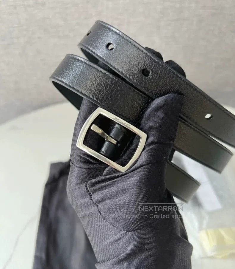 Saint Laurent Paris Saint Laurent Paris size 75/80 Black Leather Belt Silver B Size ONE SIZE - 2 Thumbnail