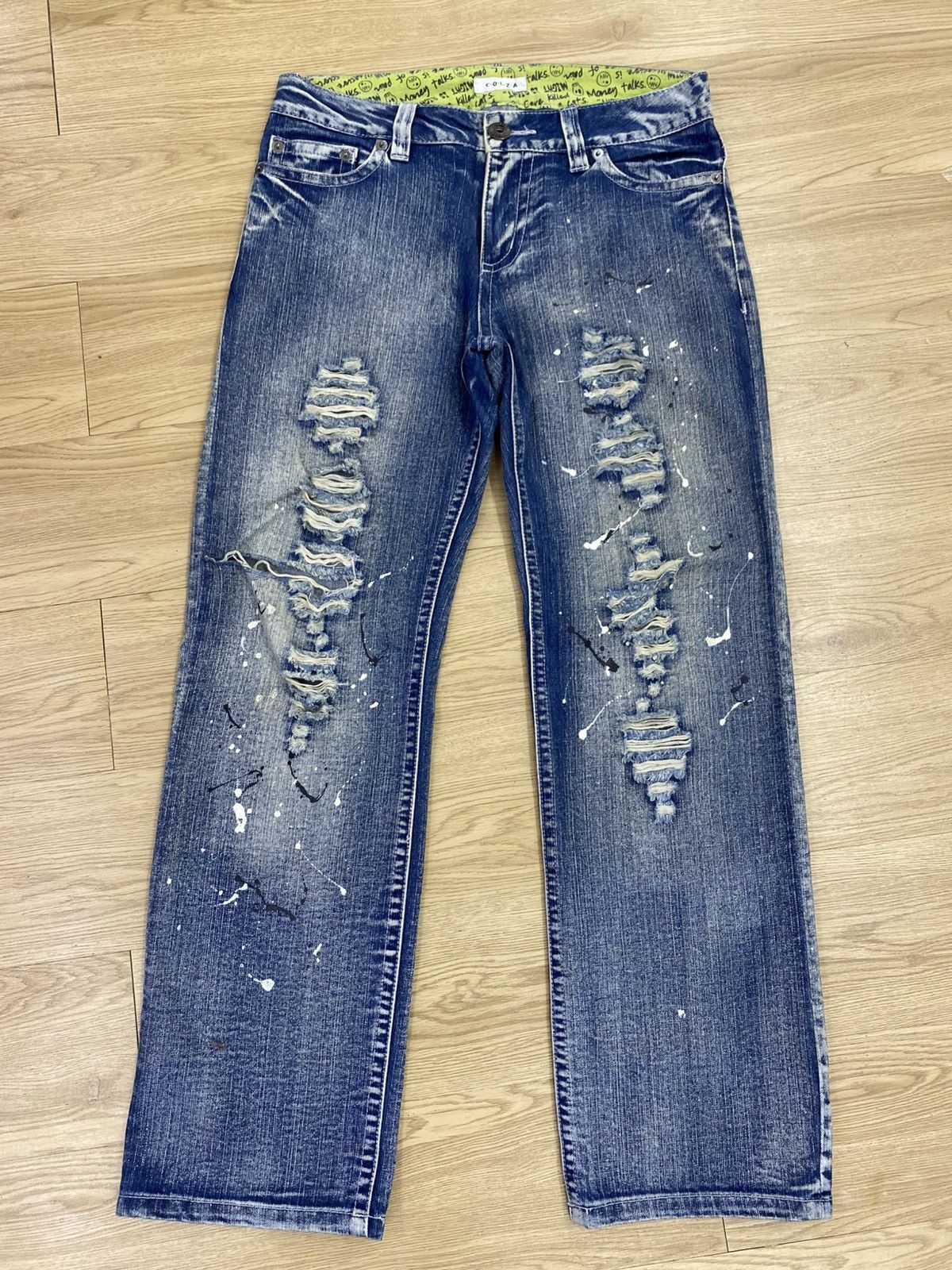 Japanese Brand Japanese Brand Distressed Style Splatter Paint Jeans Size US 33 - 1 Thumbnail
