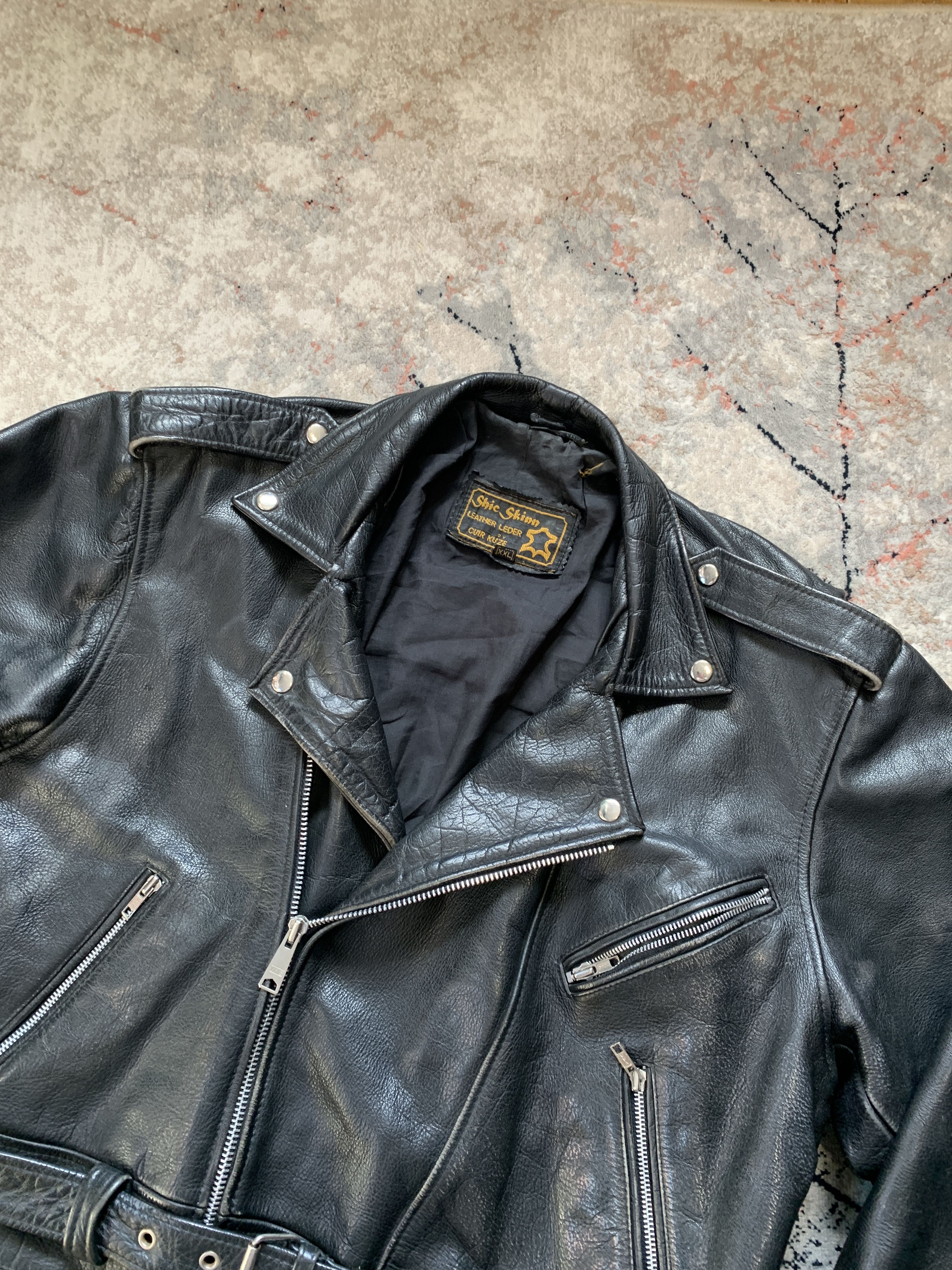 Vintage Vintage SHIC SKINN Moto Biker Leather Jacket Size US XXL / EU 58 / 5 - 5 Thumbnail