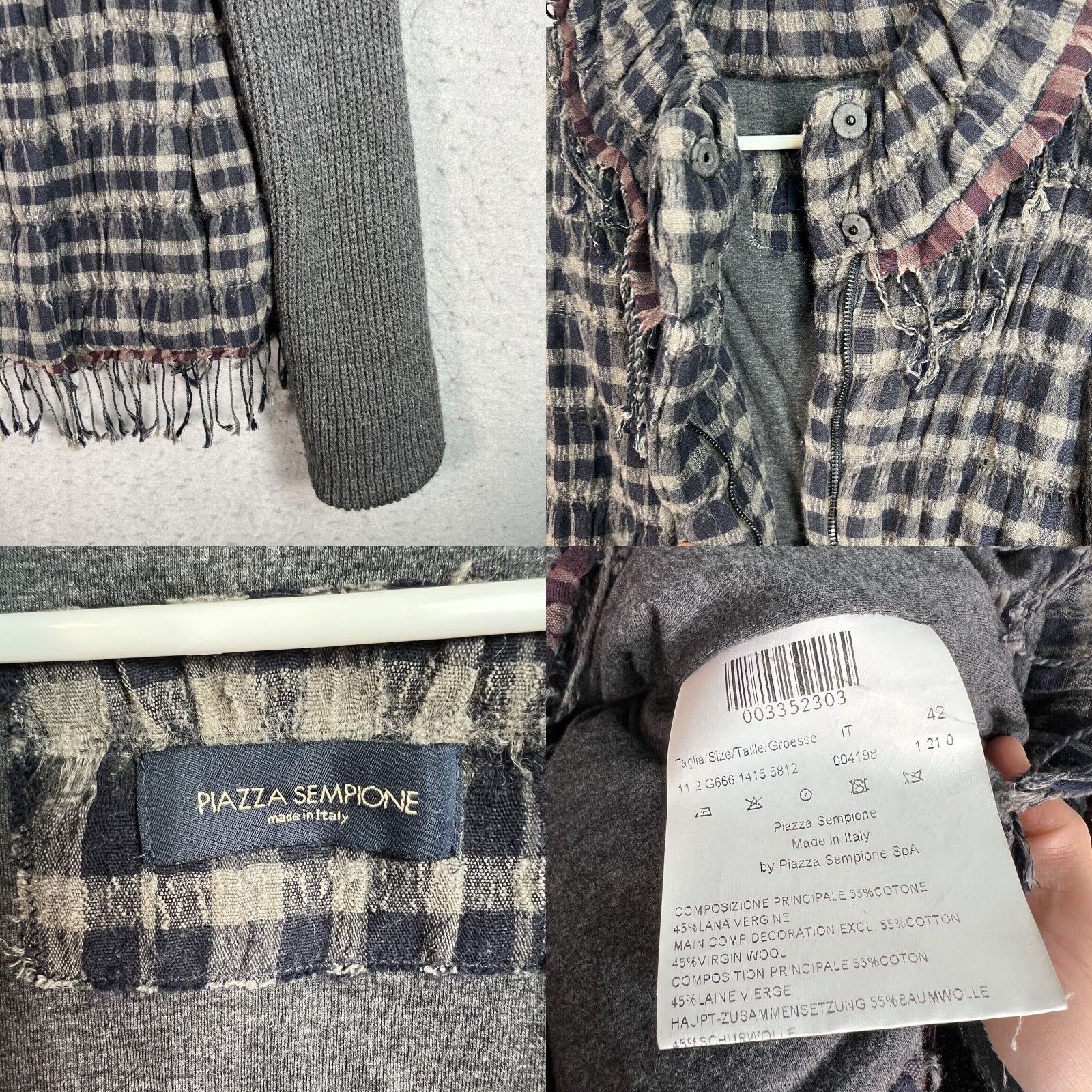 Piazza Sempione VINTAGE Piazza Sempione Wool Blend Pattern Jacket Women's Size 42 Gray Full Zip Size M / US 6-8 / IT 42-44 - 8 Thumbnail