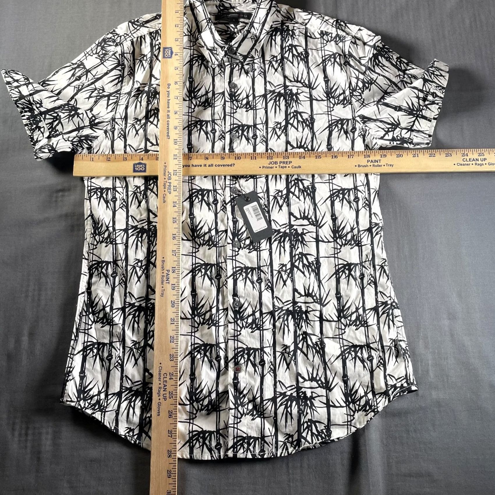 John Varvatos John Varvatos U.S.A. Shirt Mens Small White Bamboo Print Short Sleeve Cotton Shirt Size US S / EU 44-46 / 1 - 6 Thumbnail