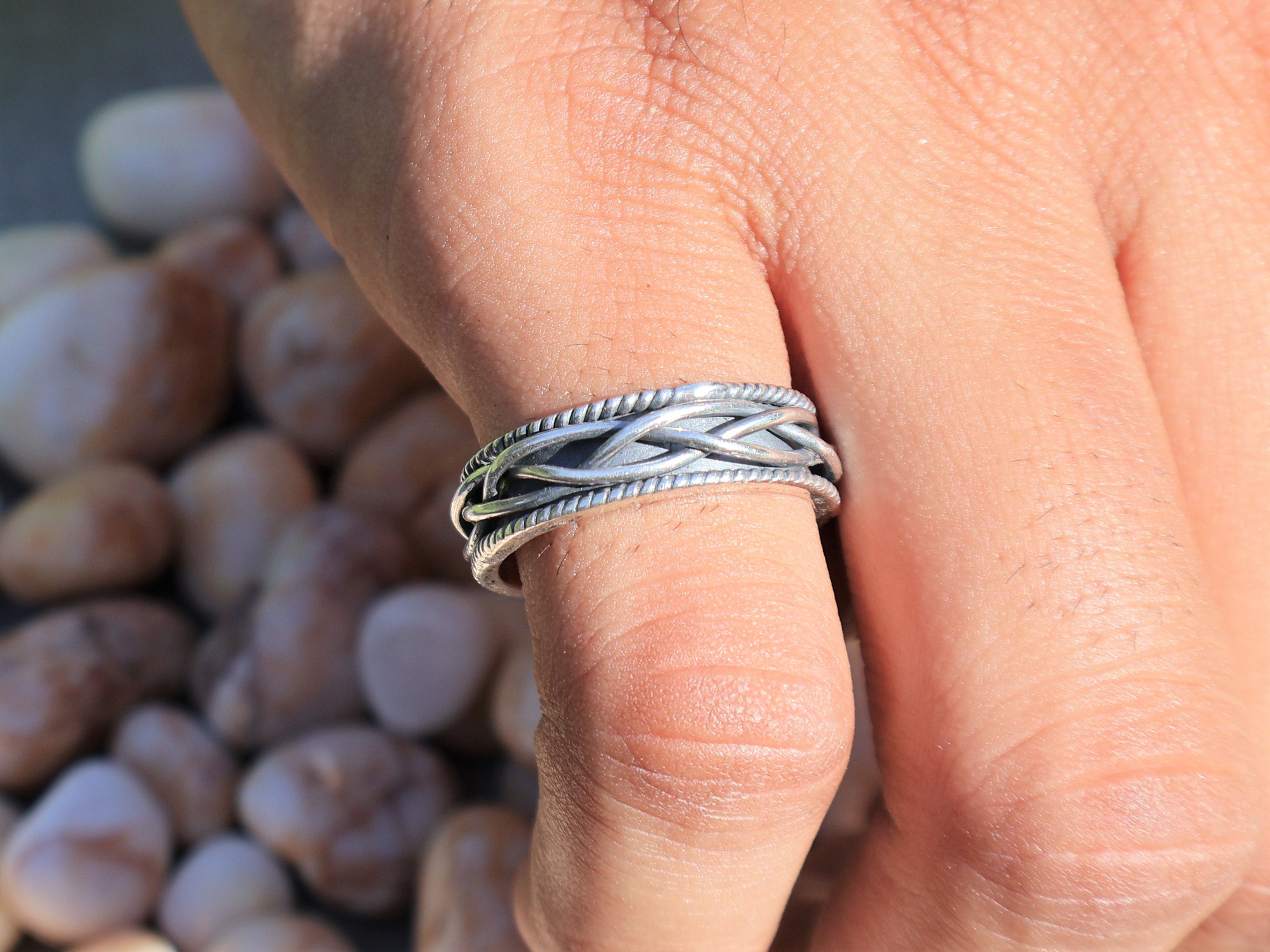Handmade Silver Band Ring, 925 Sterling Silver Ring, Handmade Band, Size ONE SIZE - 7 Thumbnail