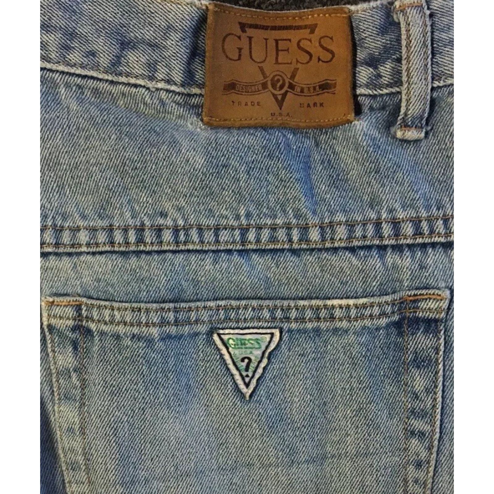 Guess VINTAGE GUESS Jeans 36 Mens Distressed 90s 80s Grunge Hip Hop Punk Baggy Denim Blue USA Regular Inseam 33 Tight Tapered Rise Classic Size US 36 / EU 52 - 3 Thumbnail