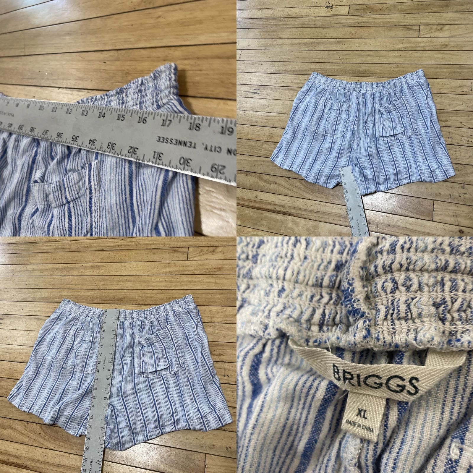 Vintage VINTAGE Briggs Light Linen Shorts Women XL Blue White Lace Drawstring Coastal Boho 36x4 Size 40" / US 18 - 8 Thumbnail