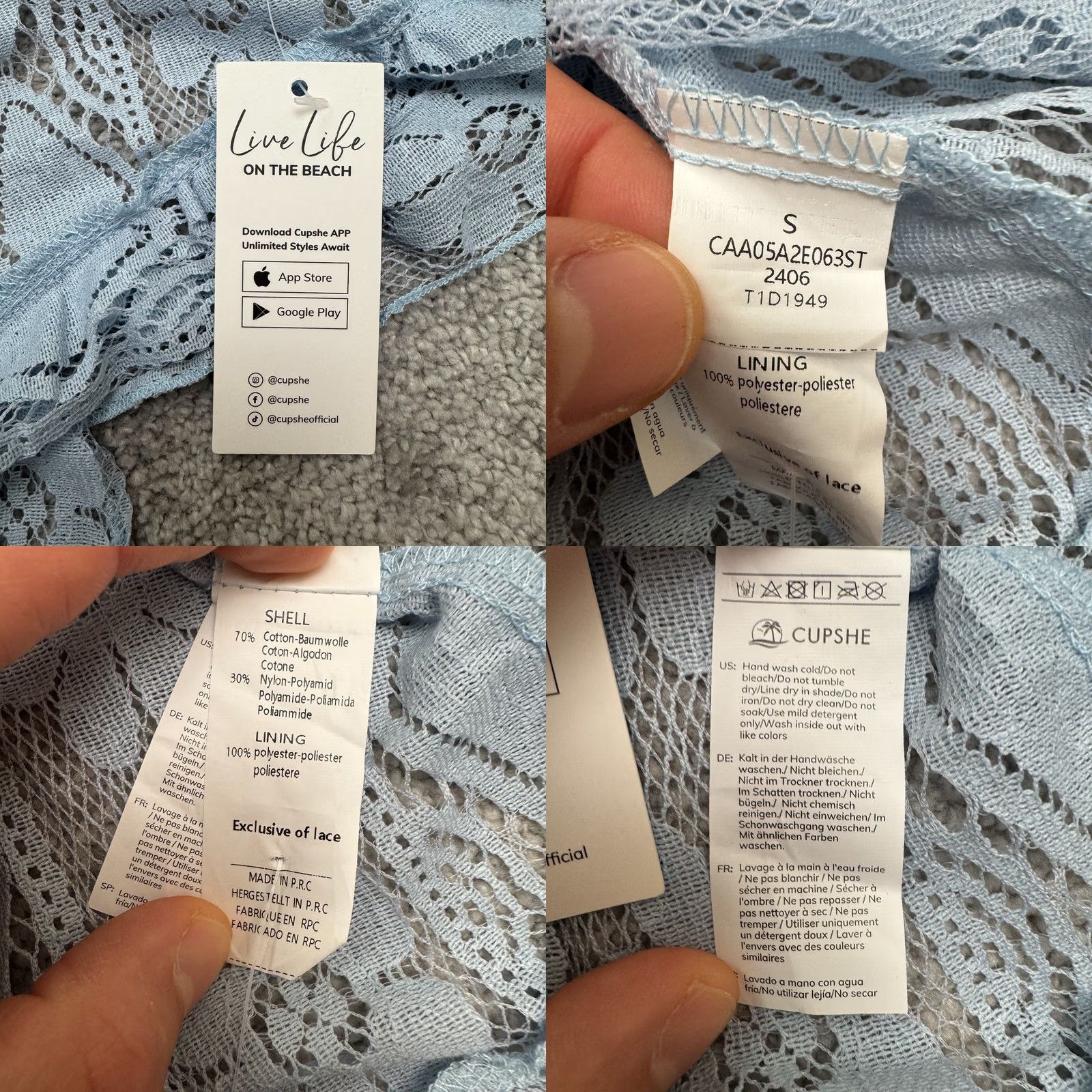 Vintage Cupshe Maxi Dress Womens Small Blue Lace Hi-Low Strappy NWT Boho Beach Vintage: No Size S / US 4 / IT 40 - 8 Thumbnail