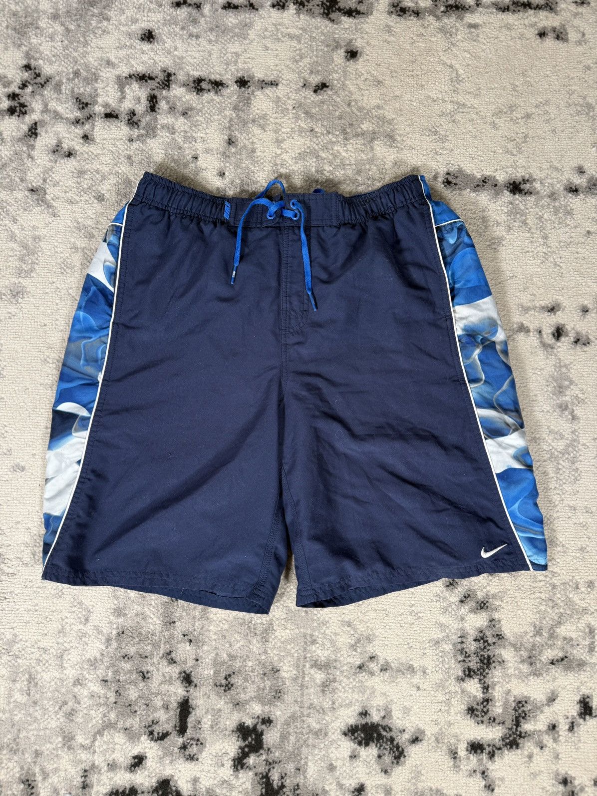 Nike Y2K Style Nike Navy Blue Flame Printed Board Shorts Size US 34 / EU 50 - 1 Thumbnail