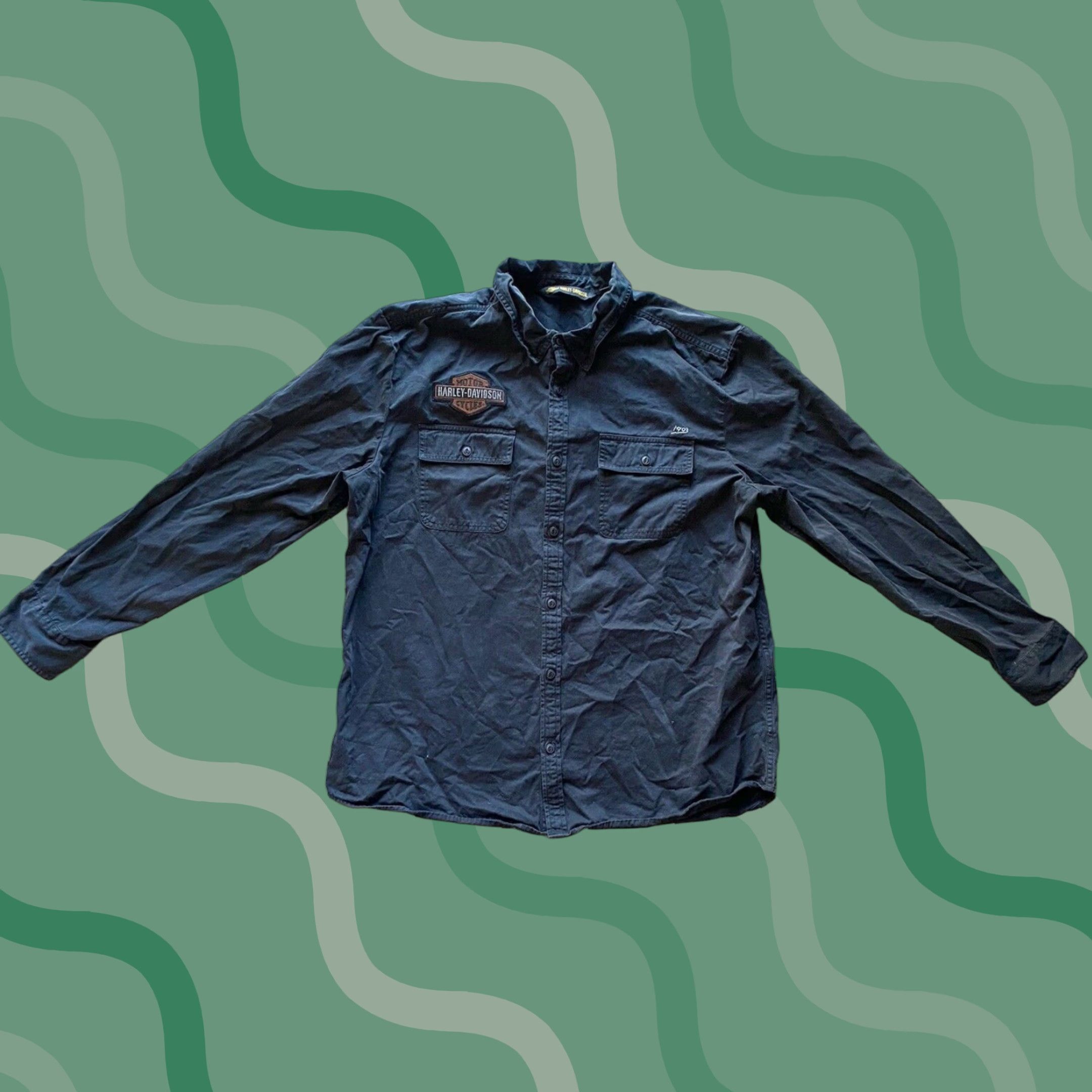 Harley Davidson Harley-Davidson Shirt Button-Up Long Sleeve Black 2XL Slim Mens Size US XXL / EU 58 / 5 - 1 Thumbnail