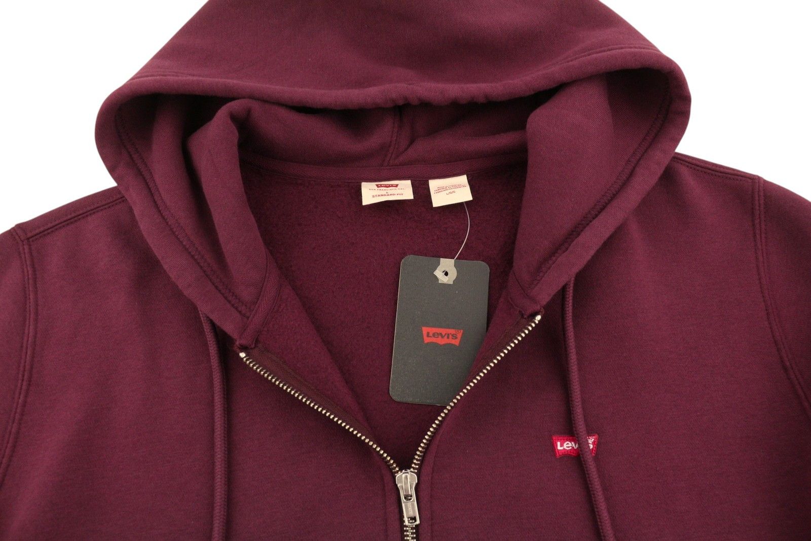 Levi's STANDARD FIT L Burgundy Full Zip Logo Hooded 87116 Size US L / EU 52-54 / 3 - 4 Thumbnail