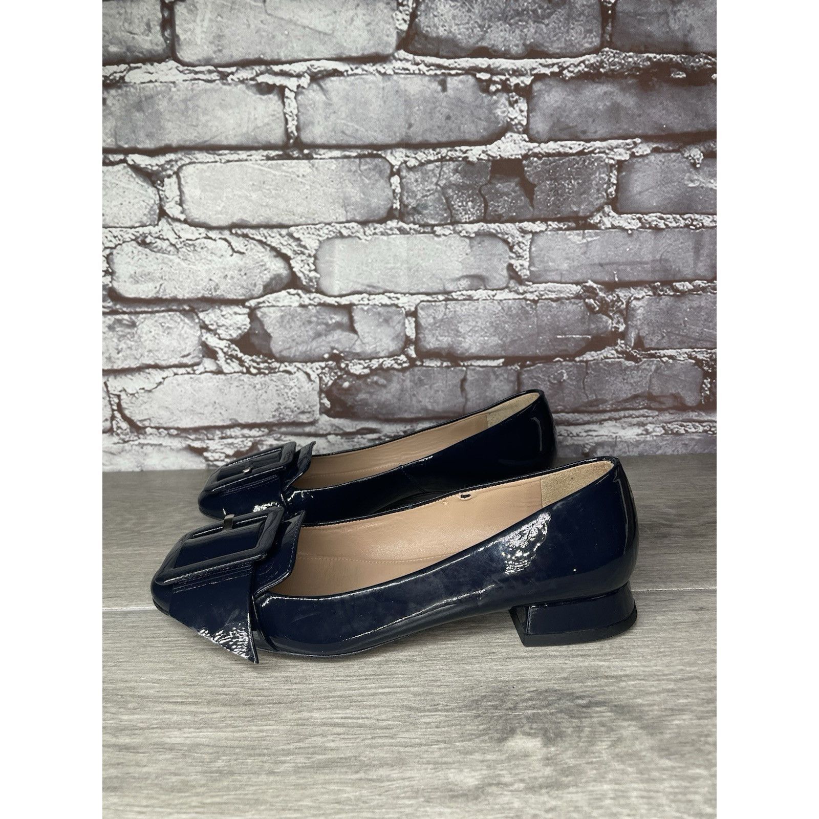 Whistles Whistles Navy Blue Patent Buckle Strap Pumps Block Heels Wo Size US 5.5 / IT 35.5 - 16 Thumbnail