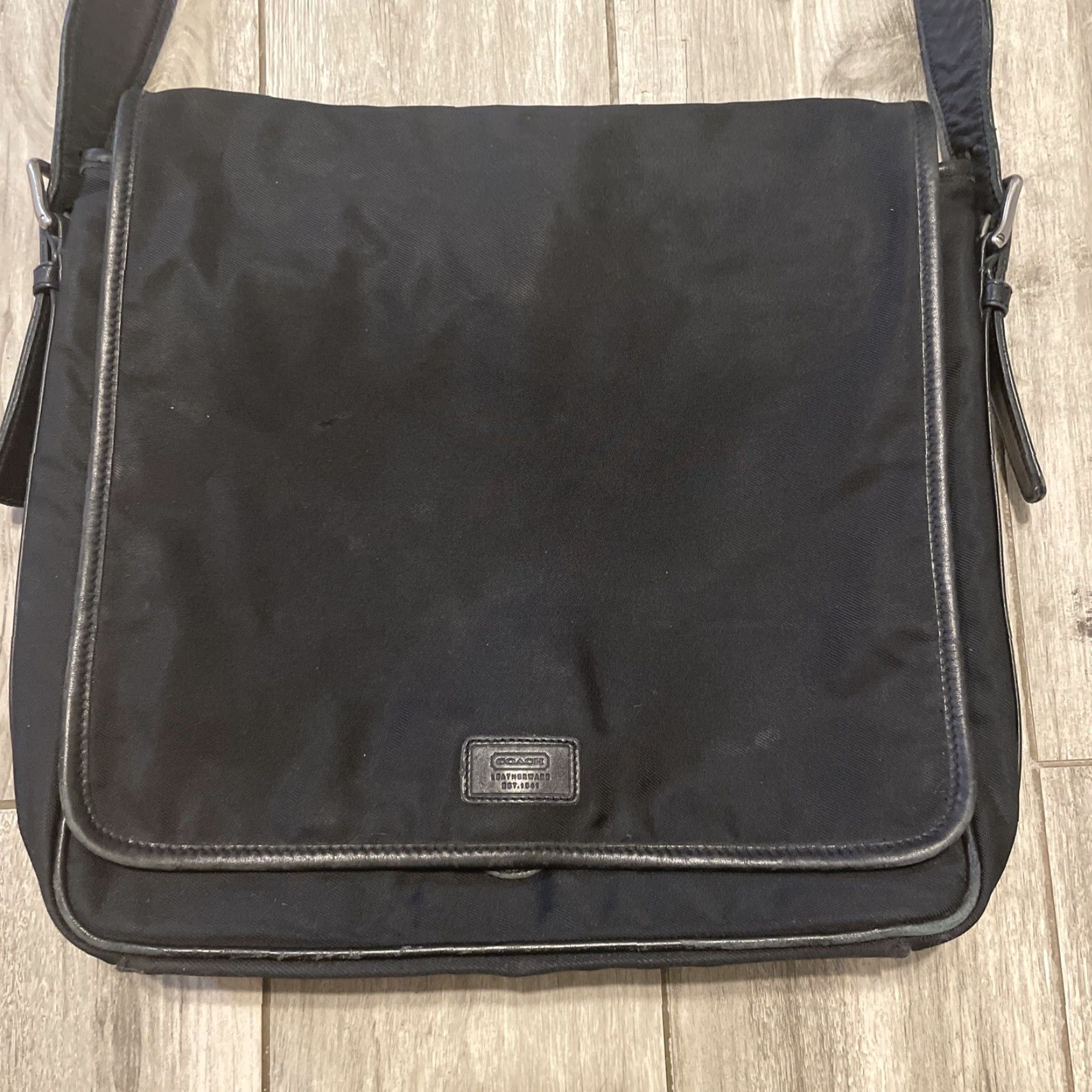 Coach VINTAGE COACH Messenger Bag Black Canvas Leather Envelope Portfolio Unisex Women Adults 5109 Size ONE SIZE - 2 Thumbnail