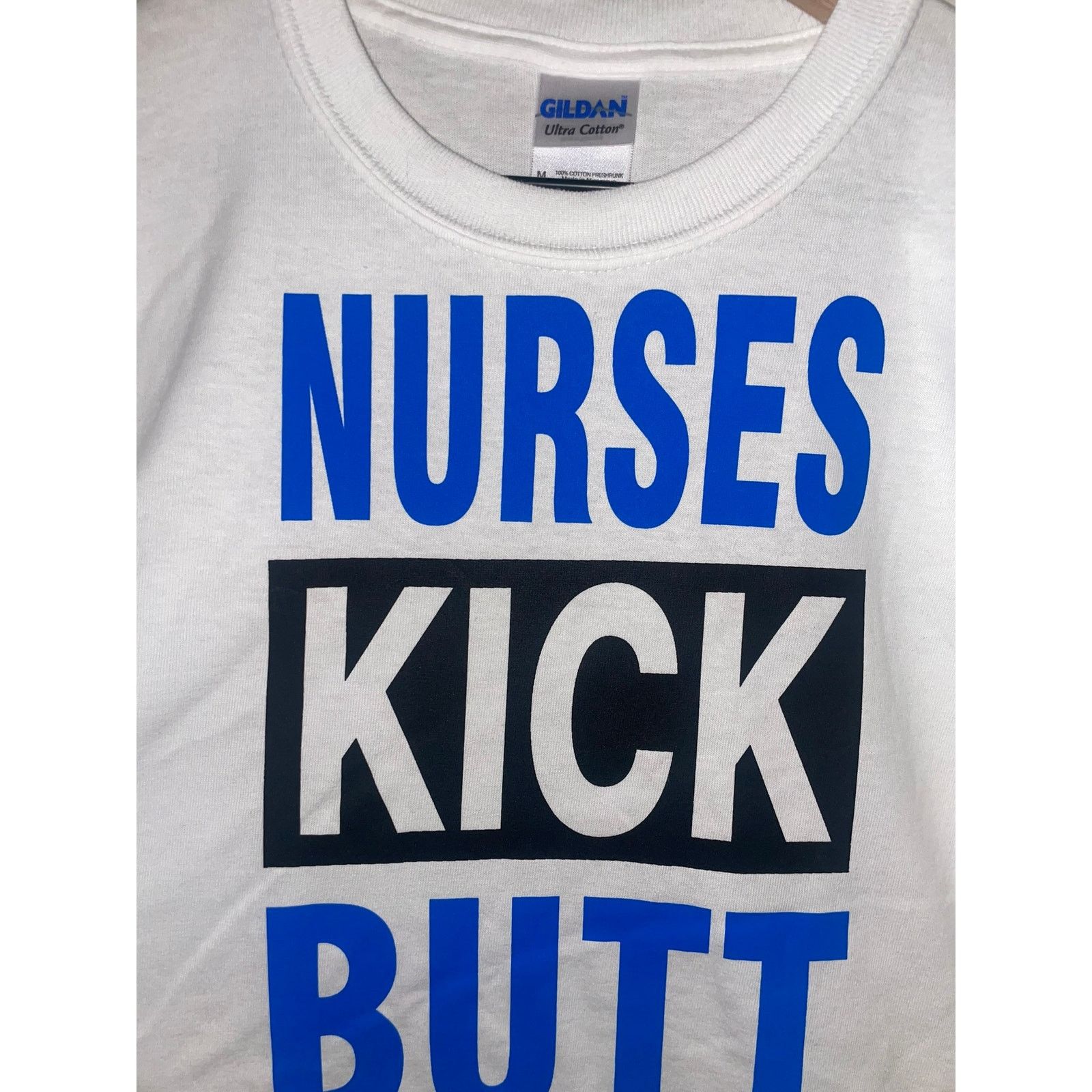 Gildan Y2K Nurses Kick Butt Graphic Nurse White Shirt Tee 2000s M Size US M / EU 48-50 / 2 - 3 Thumbnail