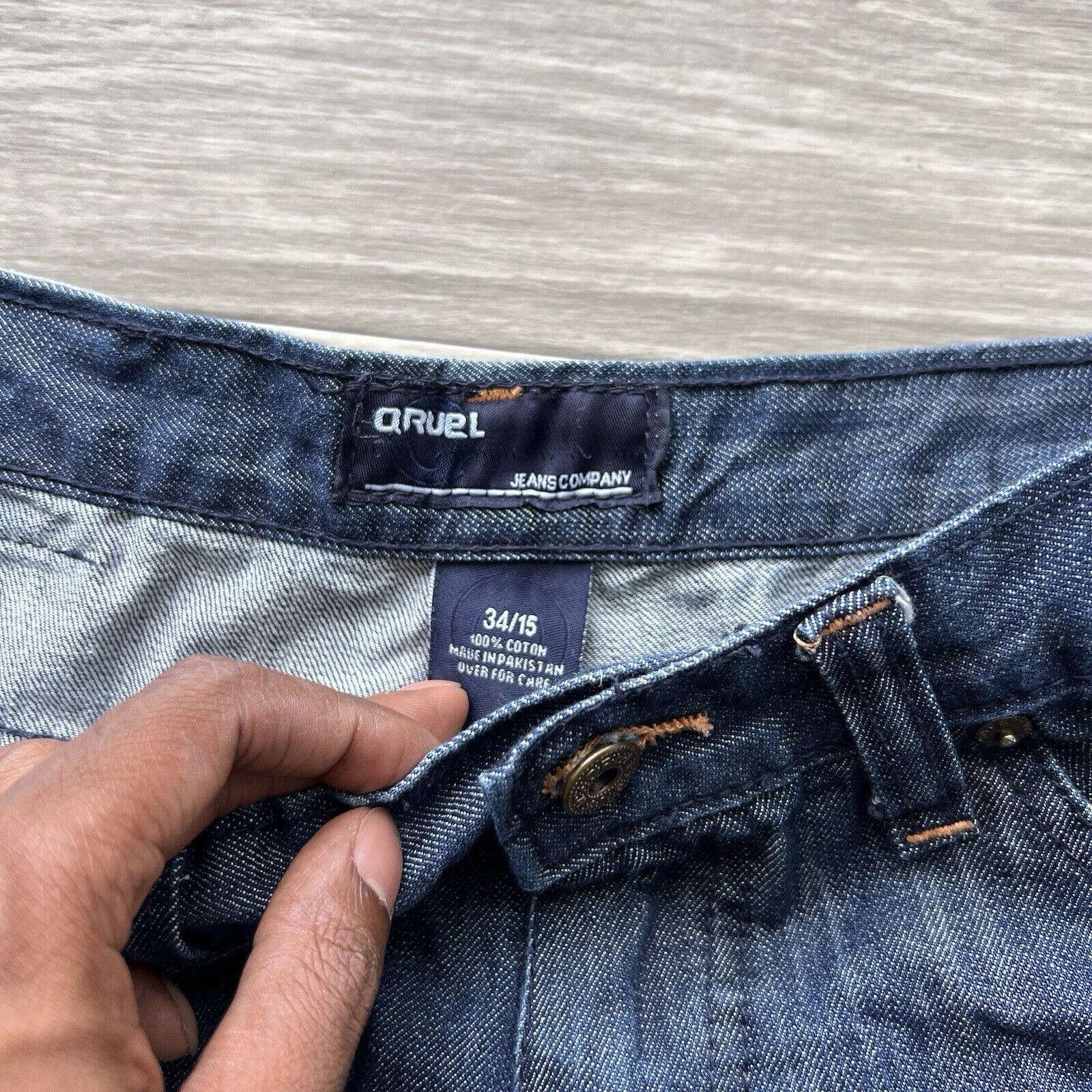 Other Vintage Y2K QRUEL Baggy Hip Hop Skater Grunge Emo Jean Short Size US 33 - 5 Thumbnail