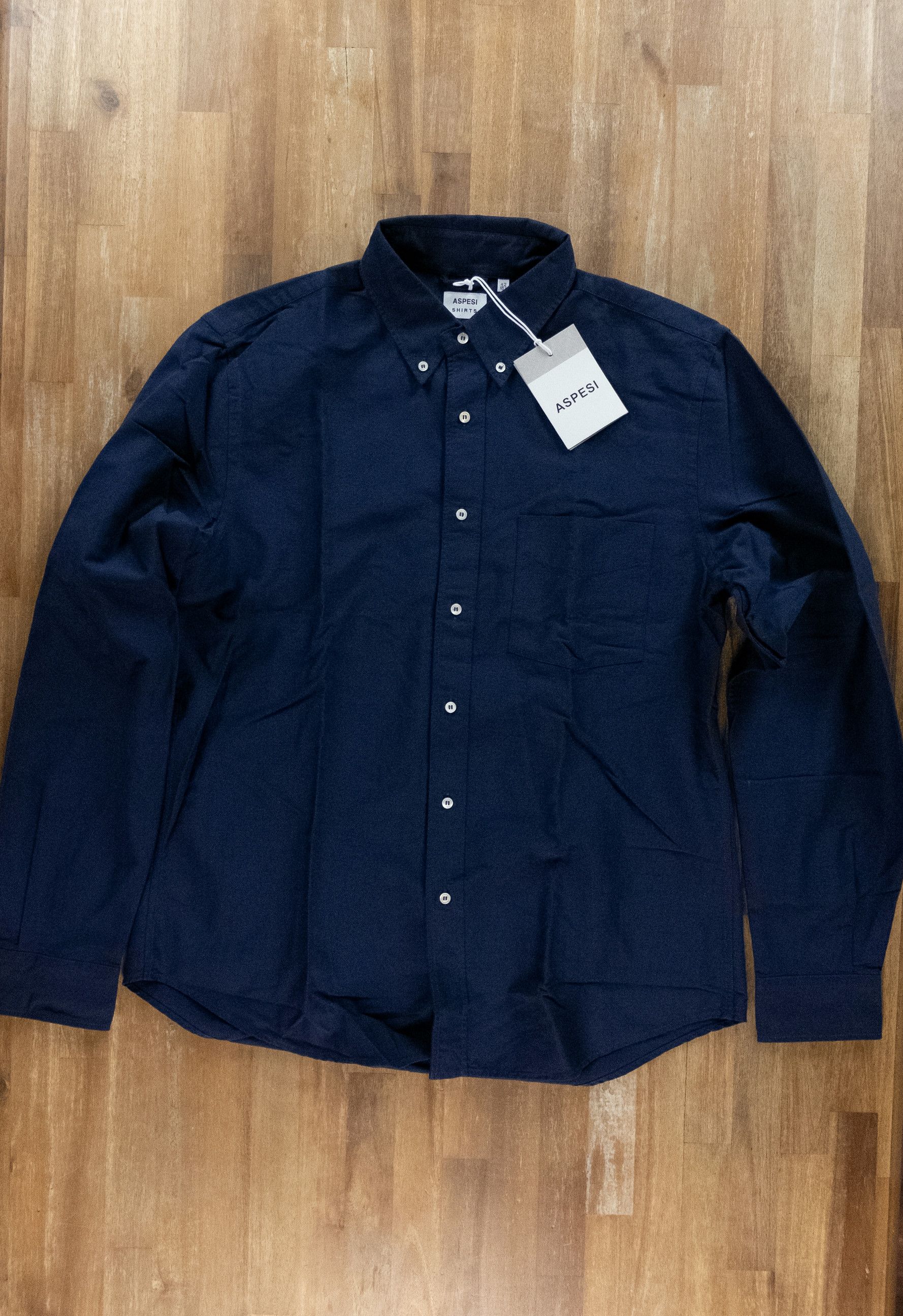 Aspesi ASPESI solid navy blue regular fit Oxford shirt 42 / Large Size US L / EU 52-54 / 3 - 1 Thumbnail