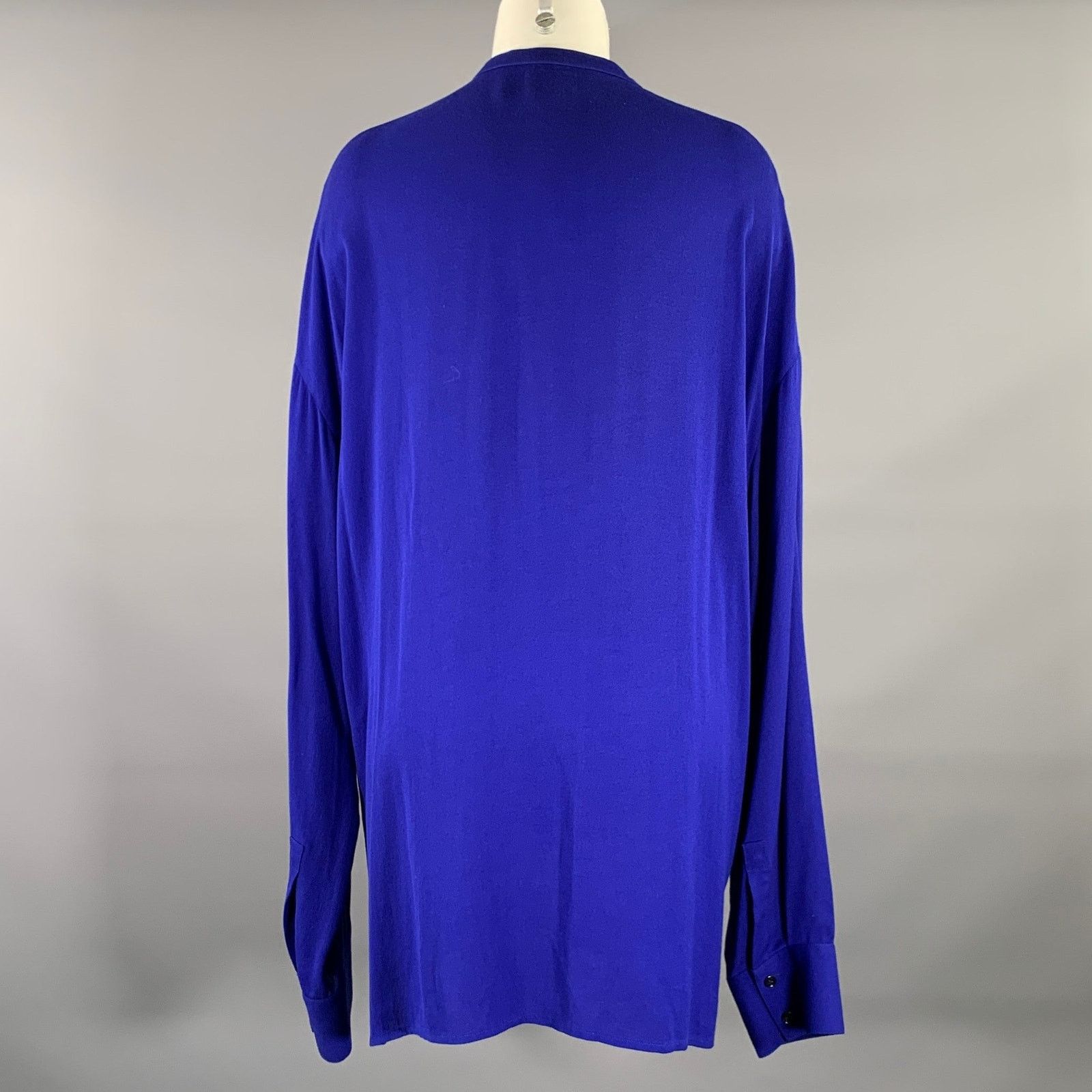 Haider Ackermann HAIDER ACKERMANN Size S Blue Viscose Nehru Collar Shirt Size S / US 4 / IT 40 - 3 Thumbnail