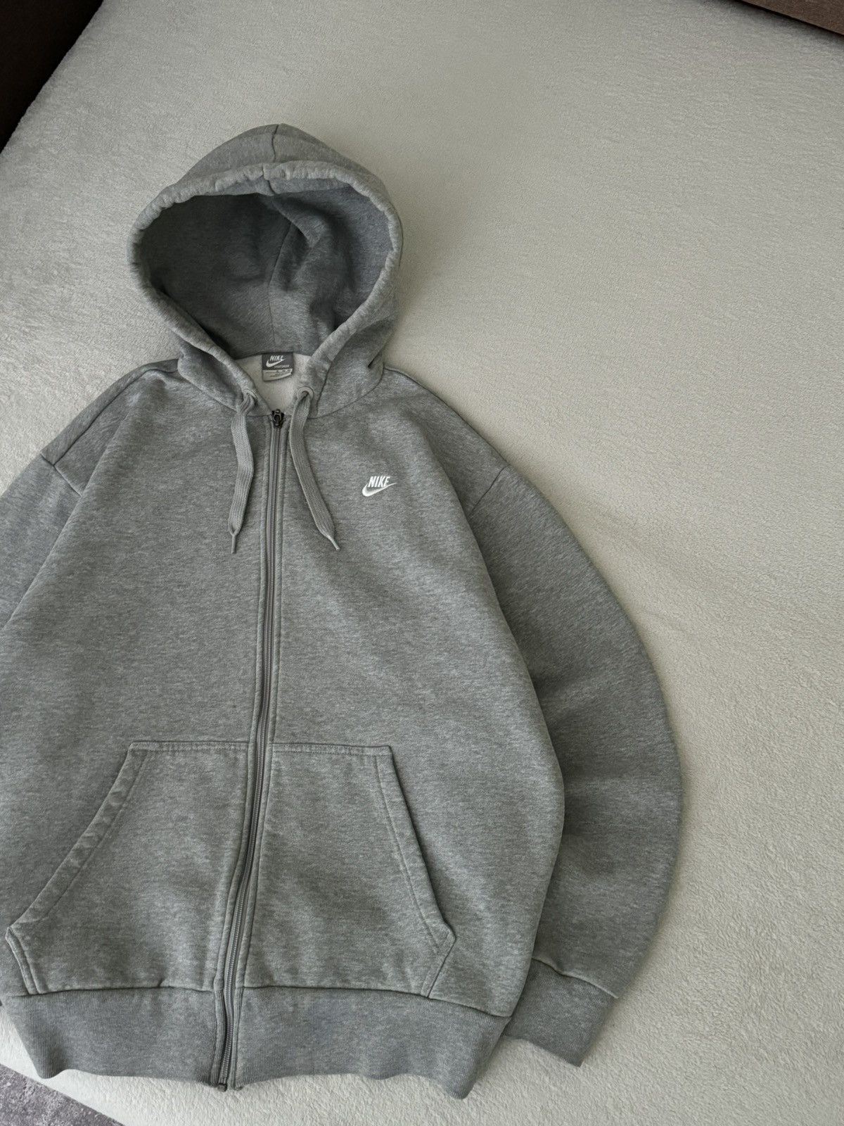 Vintage Nike Y2K swoosh oversized grey zip hoodie