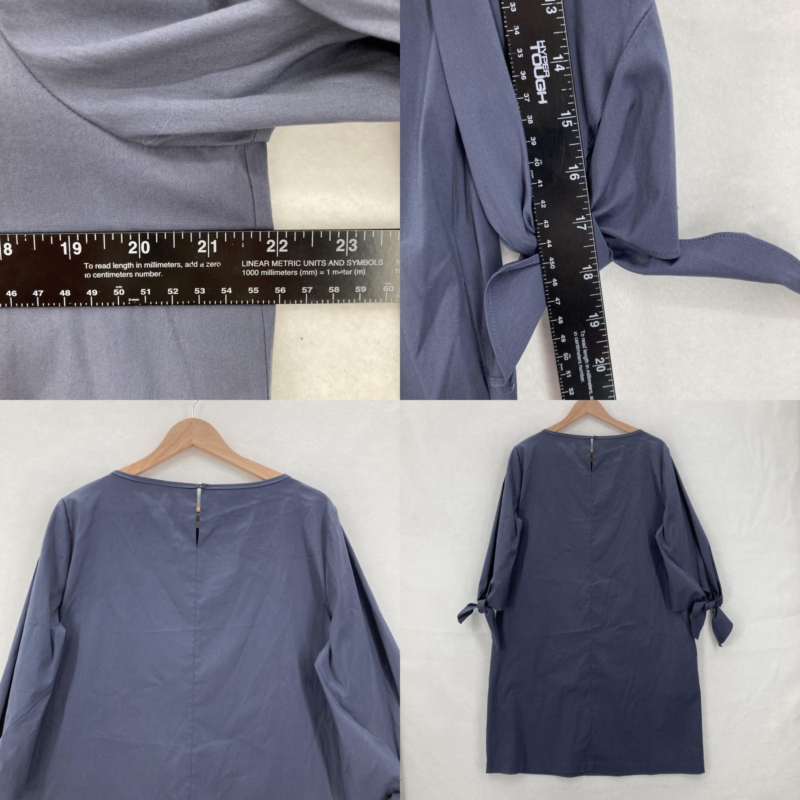 Vintage VINTAGE Lafayette 148 New York Dress Womens Large Blue Note Tie Cuff Shift Bow Sleeve Size L / US 10 / IT 46 - 8 Thumbnail