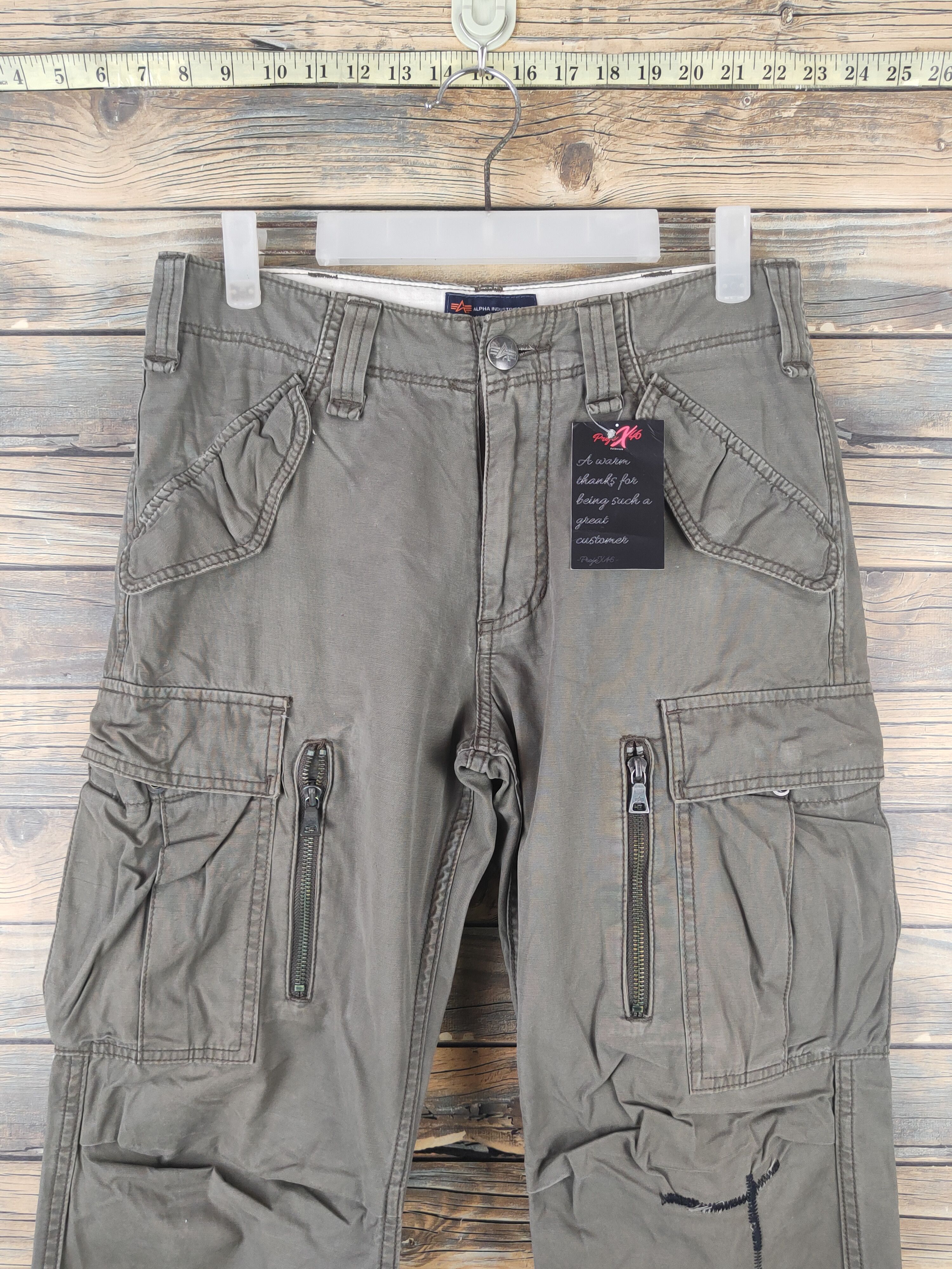 Alpha Industries DL Alpha Industries Olive Multipocket Cargo Pants #46-020 Size US 29 - 2 Thumbnail