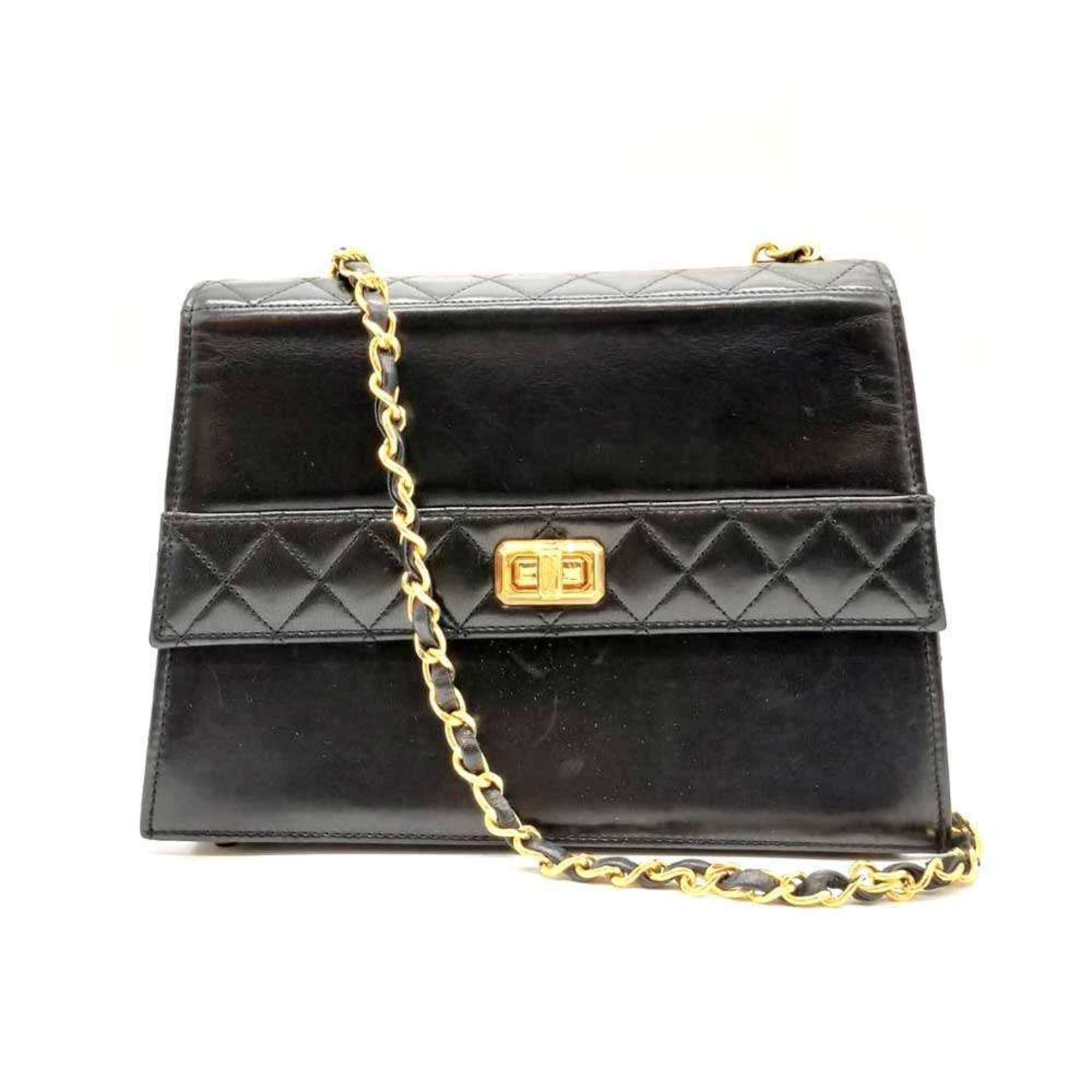 Chanel Trapezoid Chain Shoulder Bag Black Women's Lambskin Leather Chanel