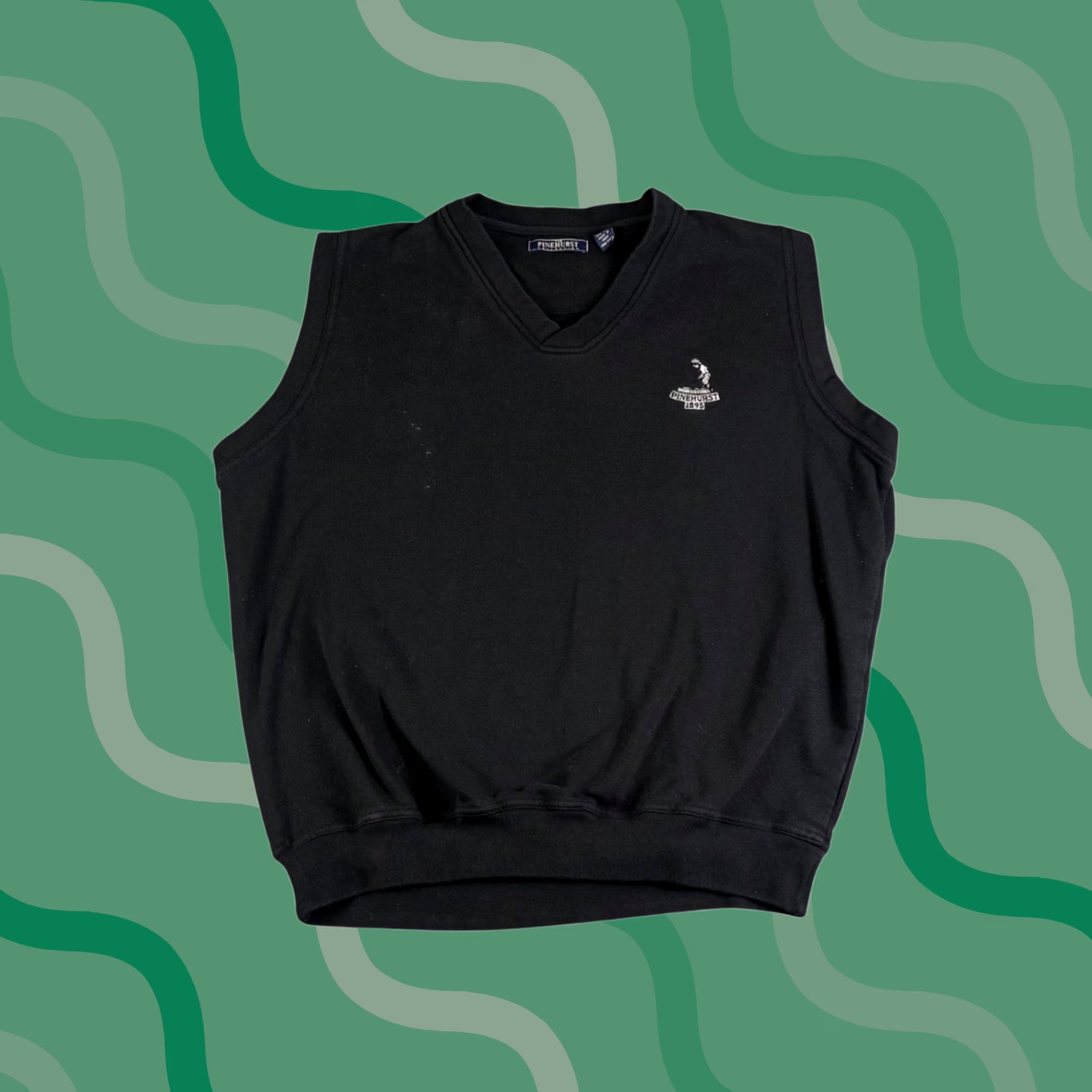 Vintage Pinehurst Collection Mens V-Neck Sweatshirt Vest Black Golf Logo Large Size US L / EU 52-54 / 3 - 1 Thumbnail