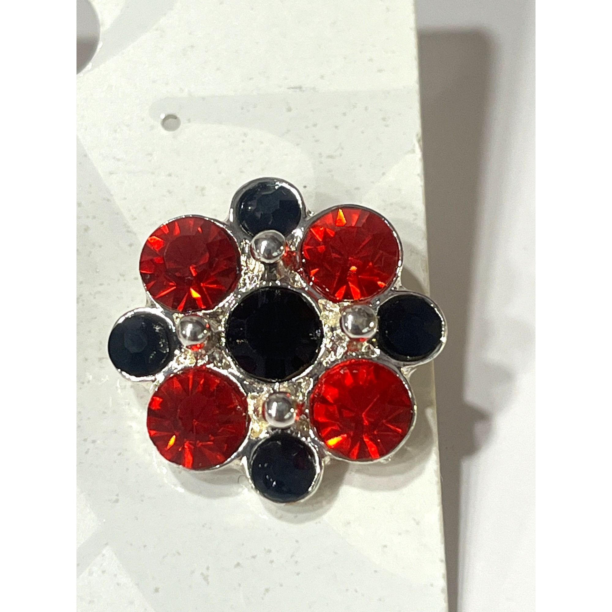 Other Style & Co. Red & Black Crystal Flower Stud Earrings Size ONE SIZE - 4 Thumbnail