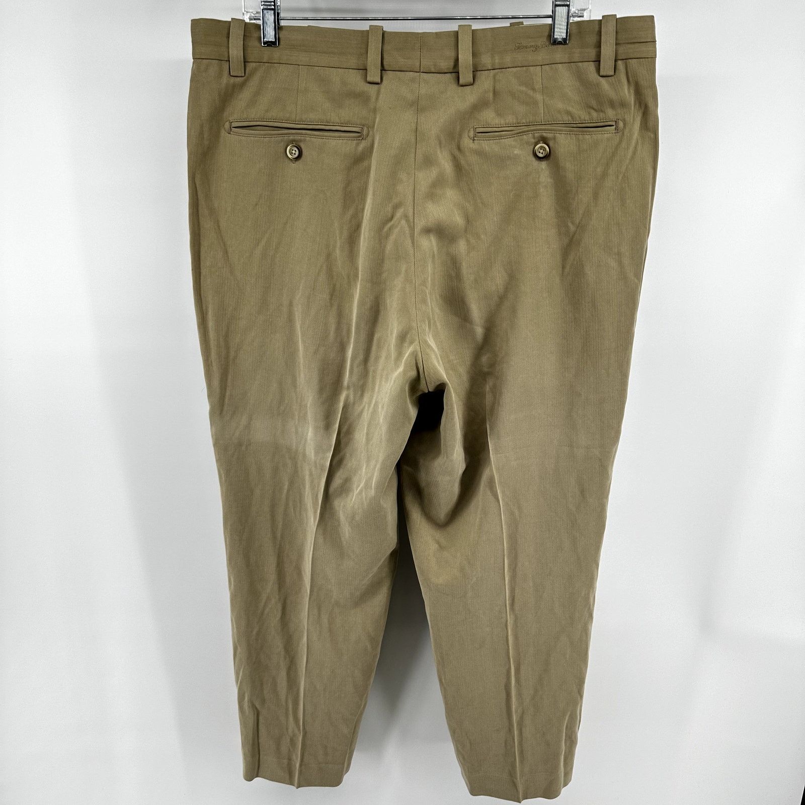 Tommy Bahama Silk Pleated Dress Pants Pockets Khaki 36x32