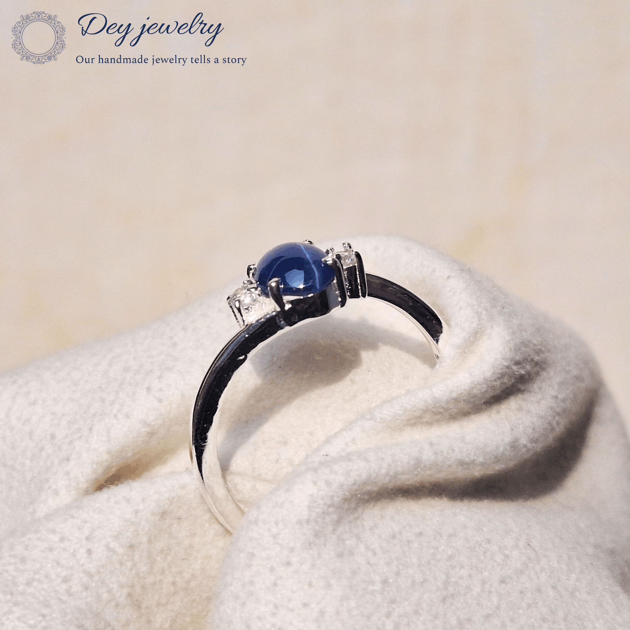 Other Blue Star Sapphire Gemstone Silver Engagement Ring for Gift Size ONE SIZE - 6 Thumbnail