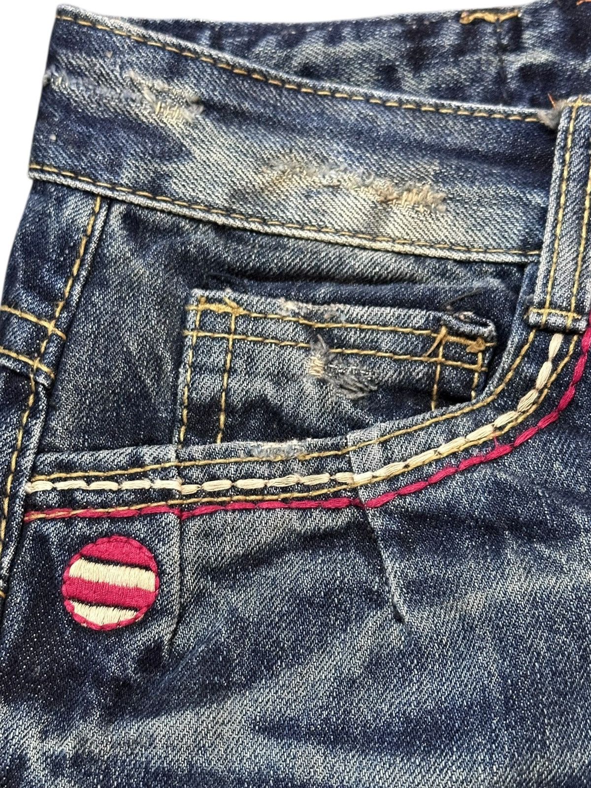 Tornado Mart Vintage Lolita Flare Whiskers Indie Embroidery Denim Size US 29 - 5 Thumbnail