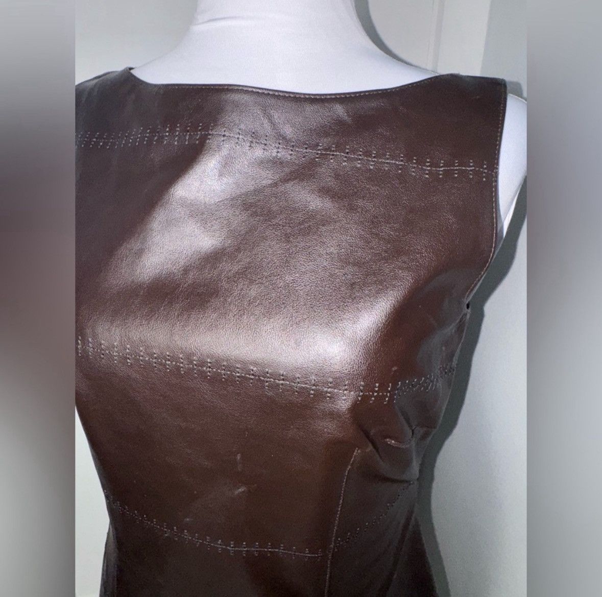 Other David Meister Brown Leather Sheath Dress/Size 4 Size S / US 4 / IT 40 - 3 Thumbnail