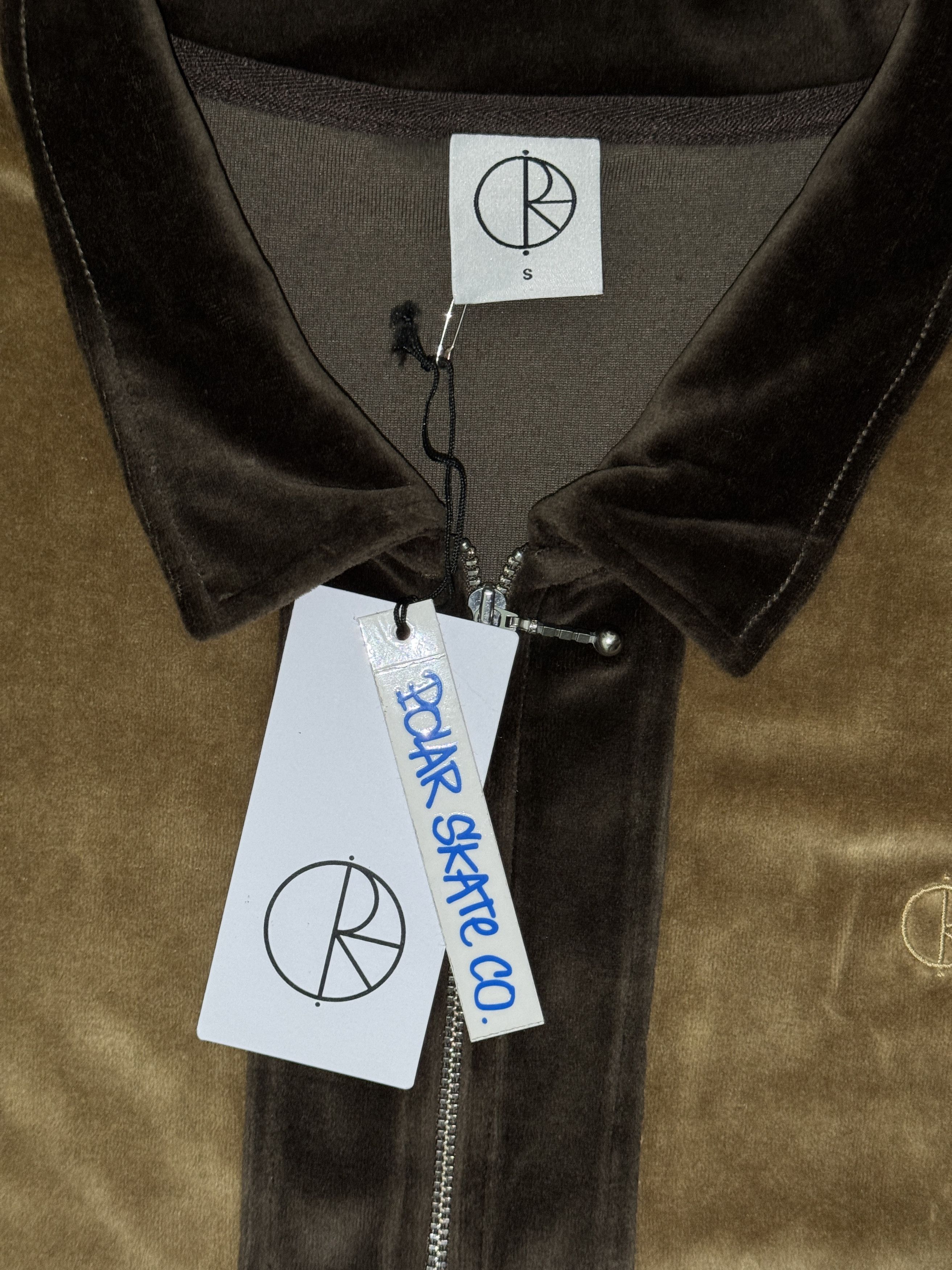 Polar Skate Co. Shirt Polar Skate Co. Vince Zip Velour Brown S Size US S / EU 44-46 / 1 - 5 Thumbnail