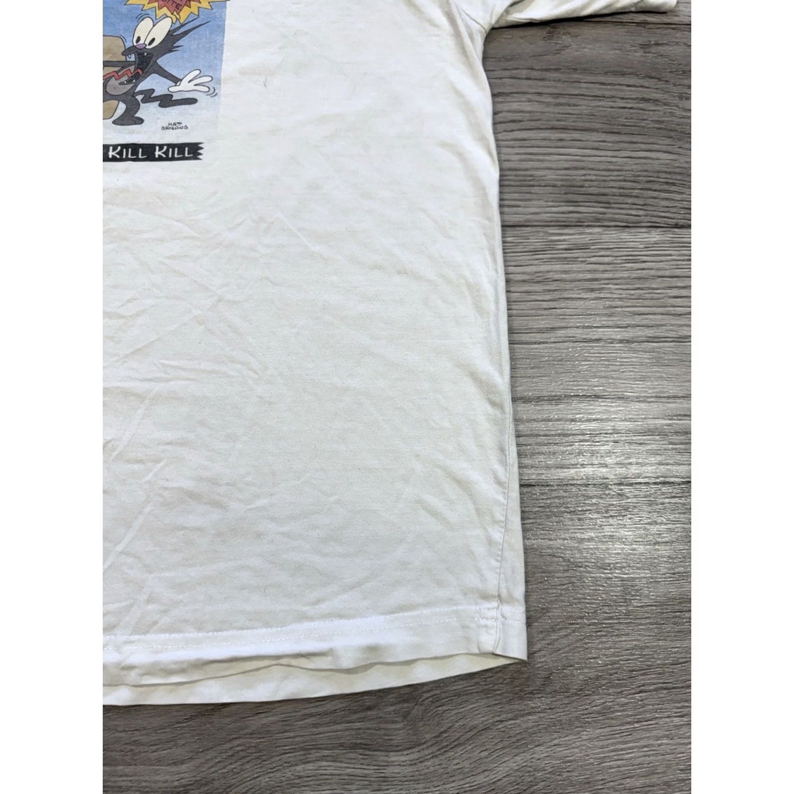 Vintage VINTAGE The Simpsons Itchy & Scratchy FASTER PUSSYCAT KILL KILL TM FOX XL Shirt Mens White 1999 8/10 Stains Size US XL / EU 56 / 4 - 4 Thumbnail
