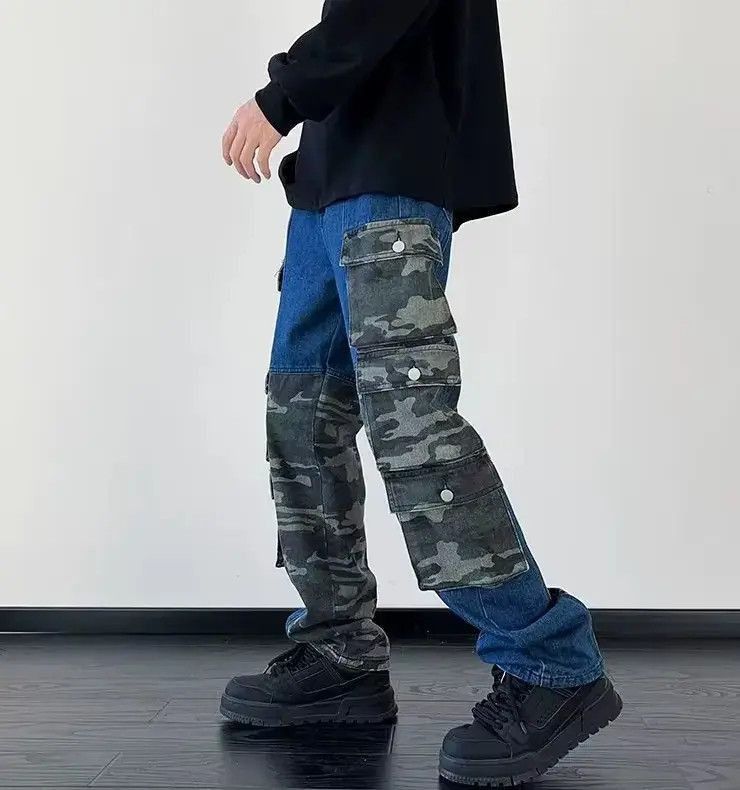 Japanese Brand camouflage Patchwork baggy cargo jeans Size US 32 / EU 48 - 4 Thumbnail