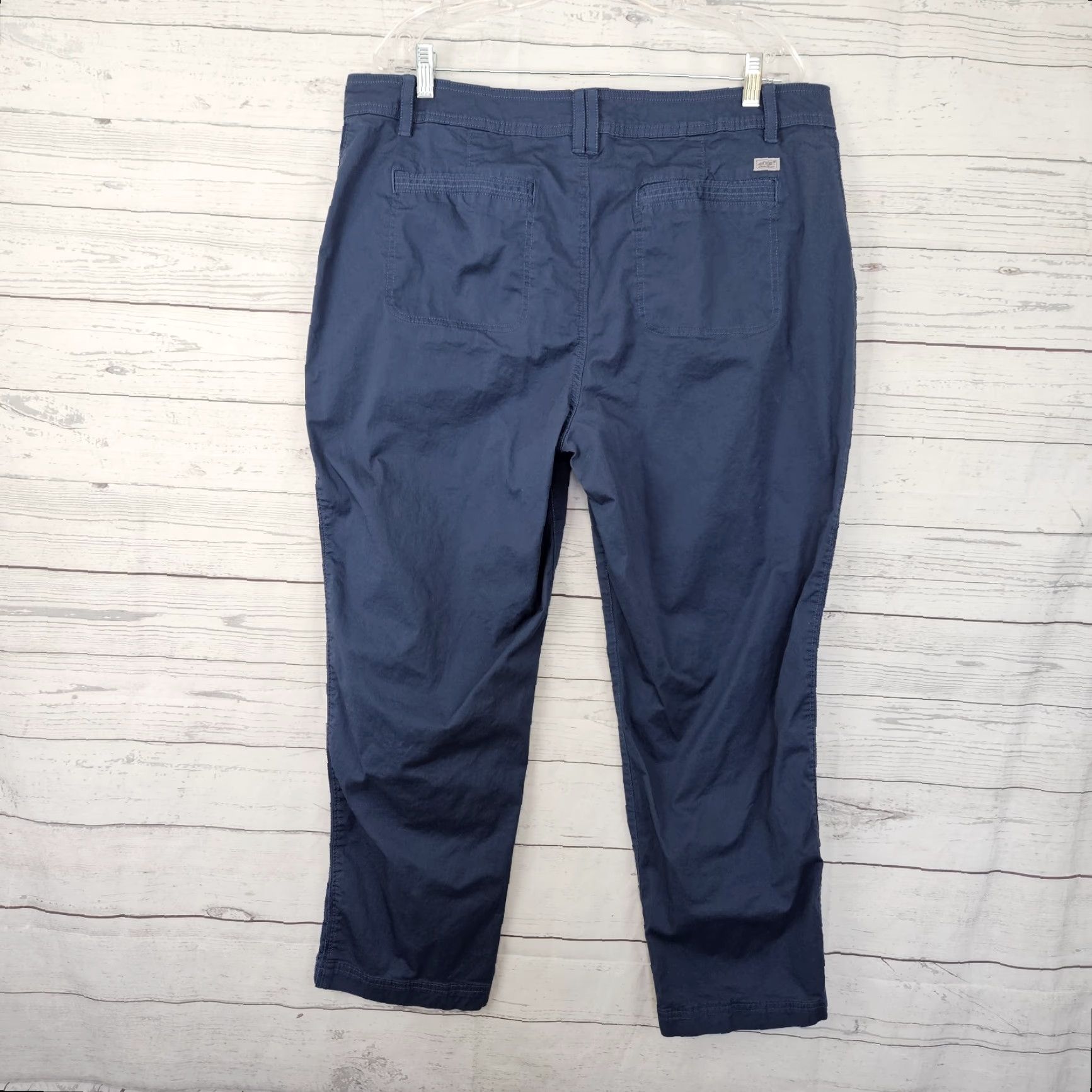 Eddie Bauer VINTAGE? No, but Eddie Bauer Womens Ankle Pants 18 Blue High Rise Cotton Blend Flat Front Regular 26" Inseam Womens Size 40" / US 18 - 3 Thumbnail