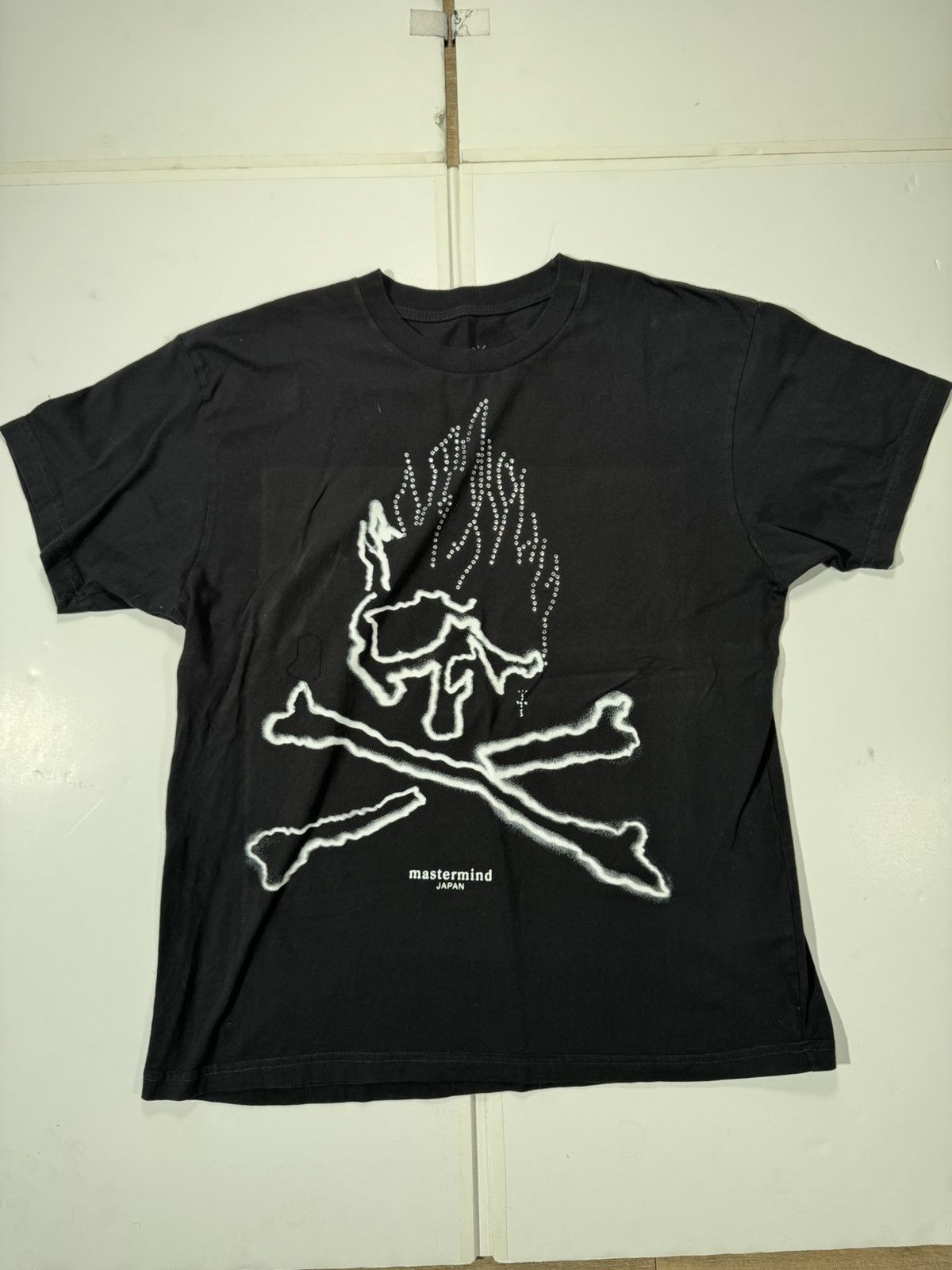 Image of Cactus Jack X Mastermind Japan Flaming Skull T-Shirt Size XL in Black, Men's