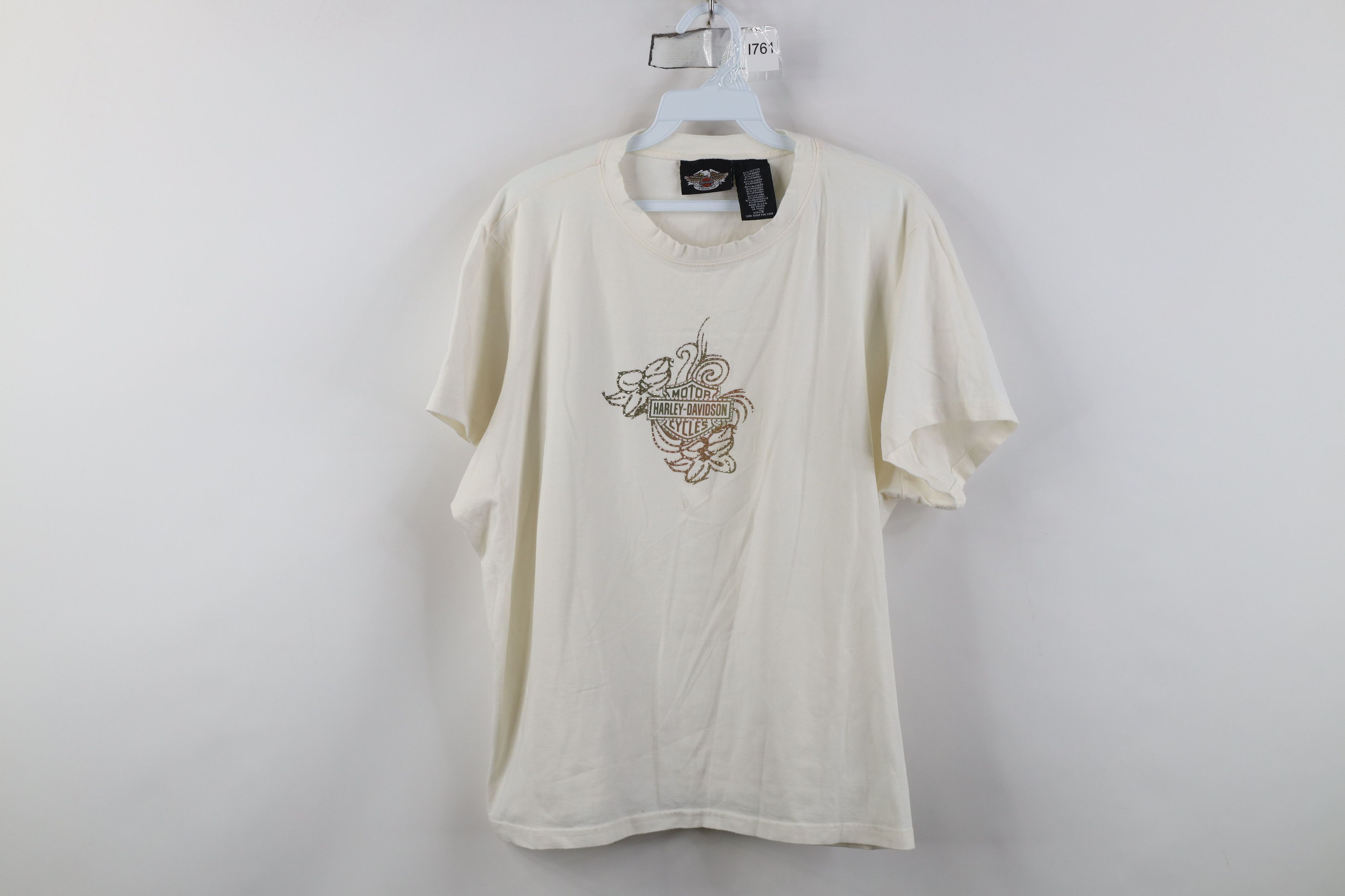 Harley Davidson Vintage Y2K Harley Davidson Rhinestone Flower Tribal T-Shirt Size XXL / US 16-18 / IT 52-54 - 1 Thumbnail