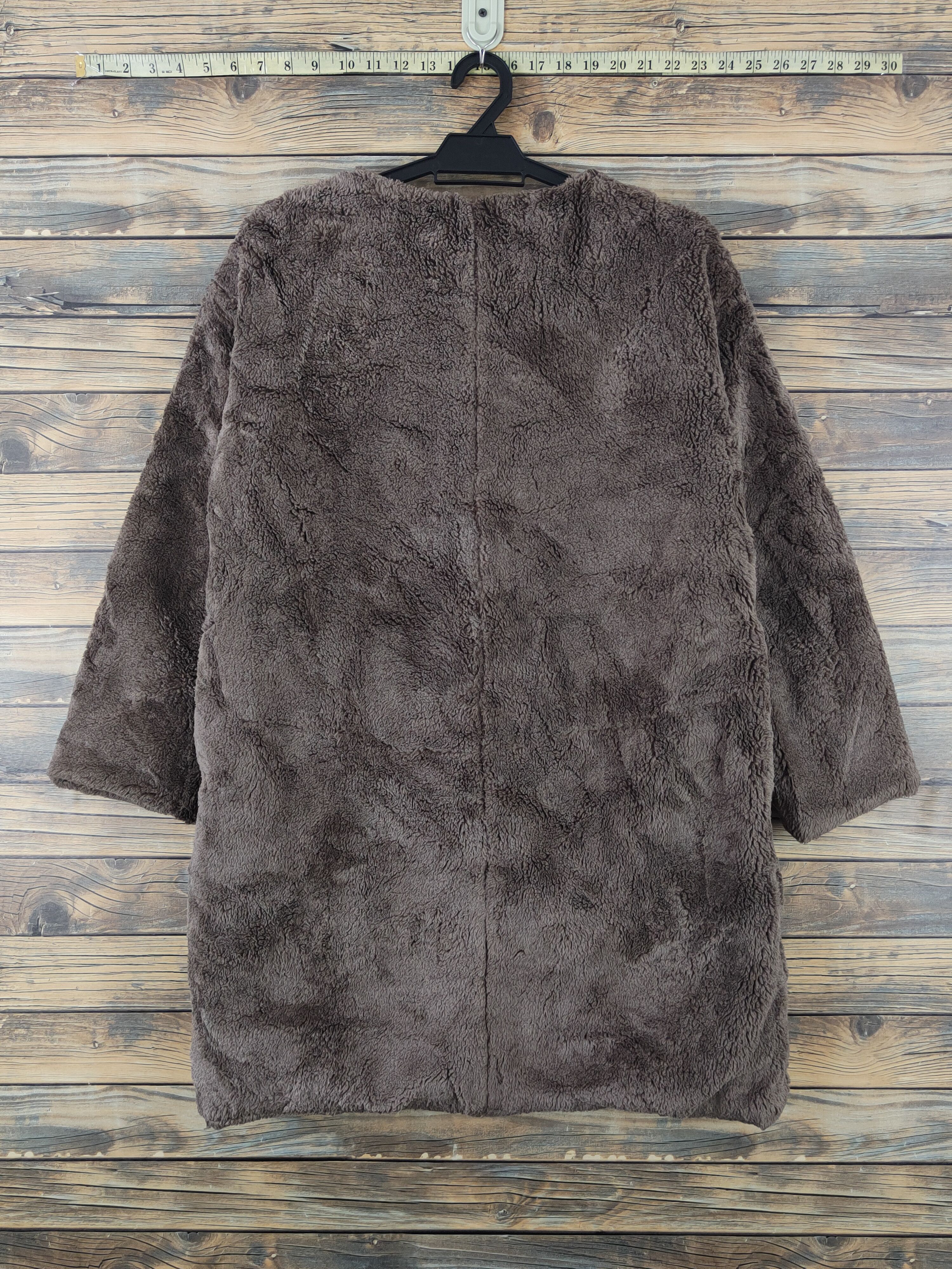 Japanese Brand × Vintage Back Number Dark Brown Fur Faux Sweater Coats Size M / US 6-8 / IT 42-44 - 7 Thumbnail