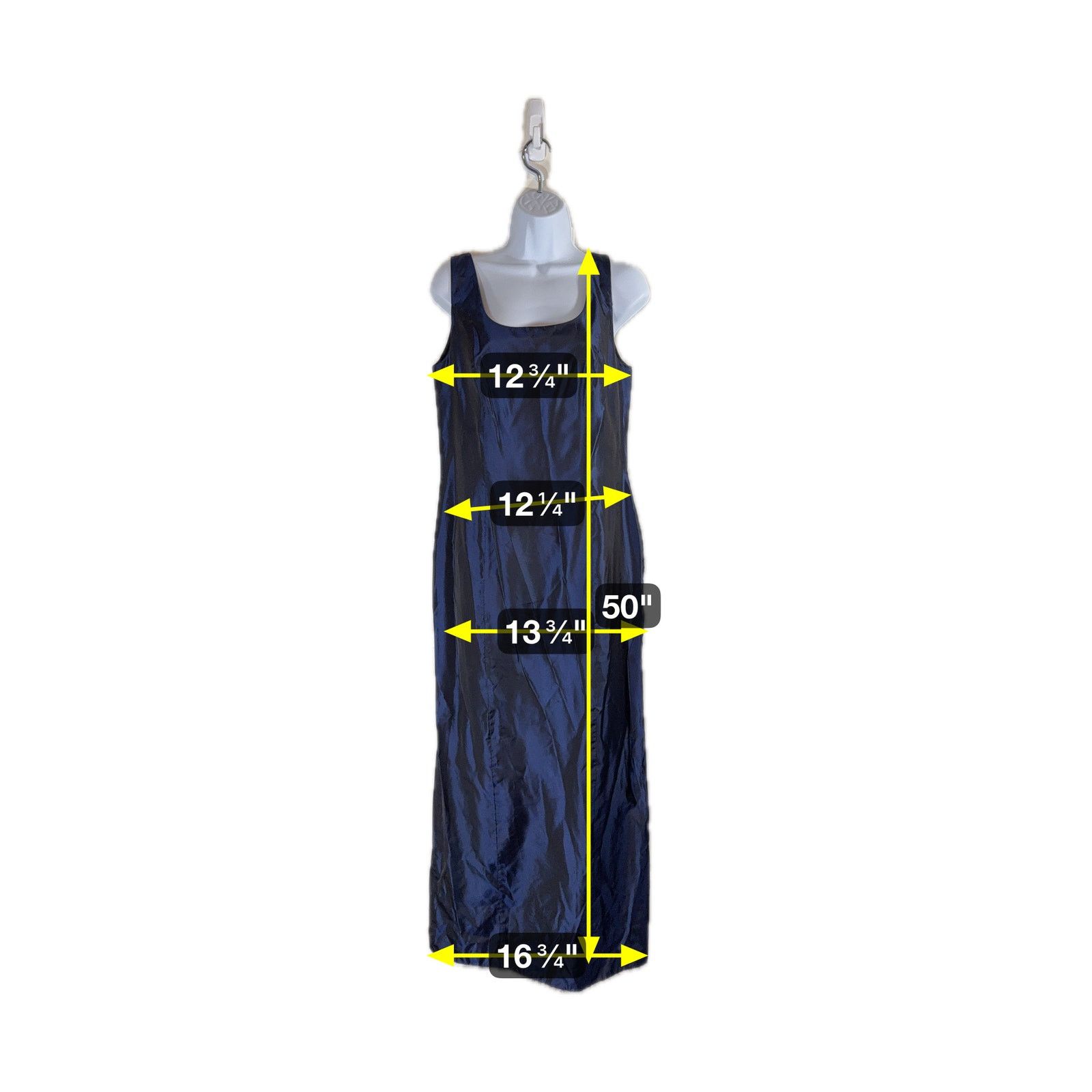 Vintage Vintage 90s Y2K Iridescent Navy Blue Evening Gown Prom Dress Size XL / US 12-14 / IT 48-50 - 3 Thumbnail
