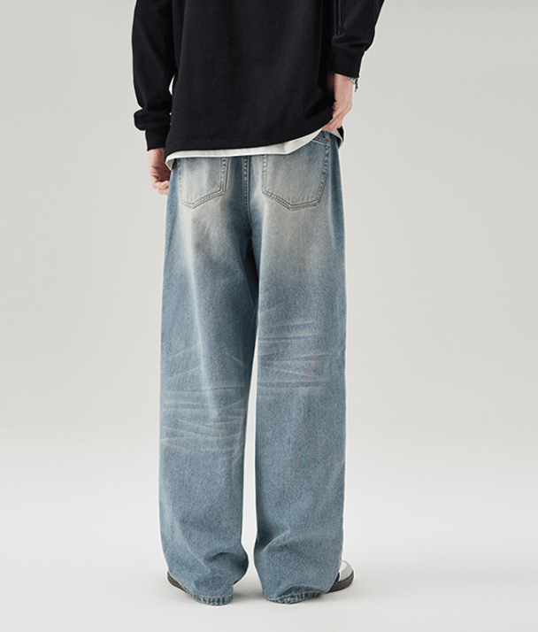 Japanese Brand × Jean Light blue washed vintage straight loose wide-leg jeans Size US 32 / EU 48 - 4 Thumbnail