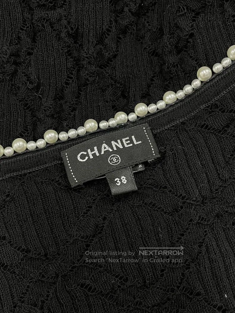 Chanel Chanel Black pearl V-neck sweater top long sleeves Size XS / US 0-2 / IT 36-38 - 6 Thumbnail
