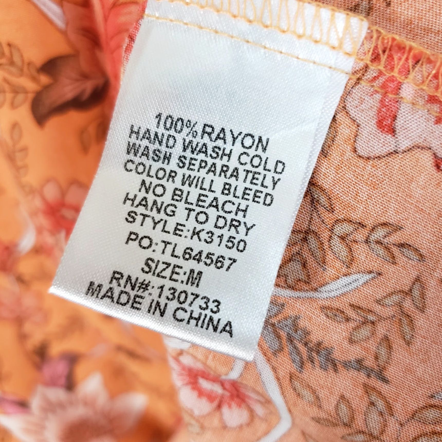 Vintage UMGEE Womens Top Sz Medium Orange Floral Long Sleeve Rayon Blouse Shirt VINTAGE? (No) Size M / US 6-8 / IT 42-44 - 6 Thumbnail