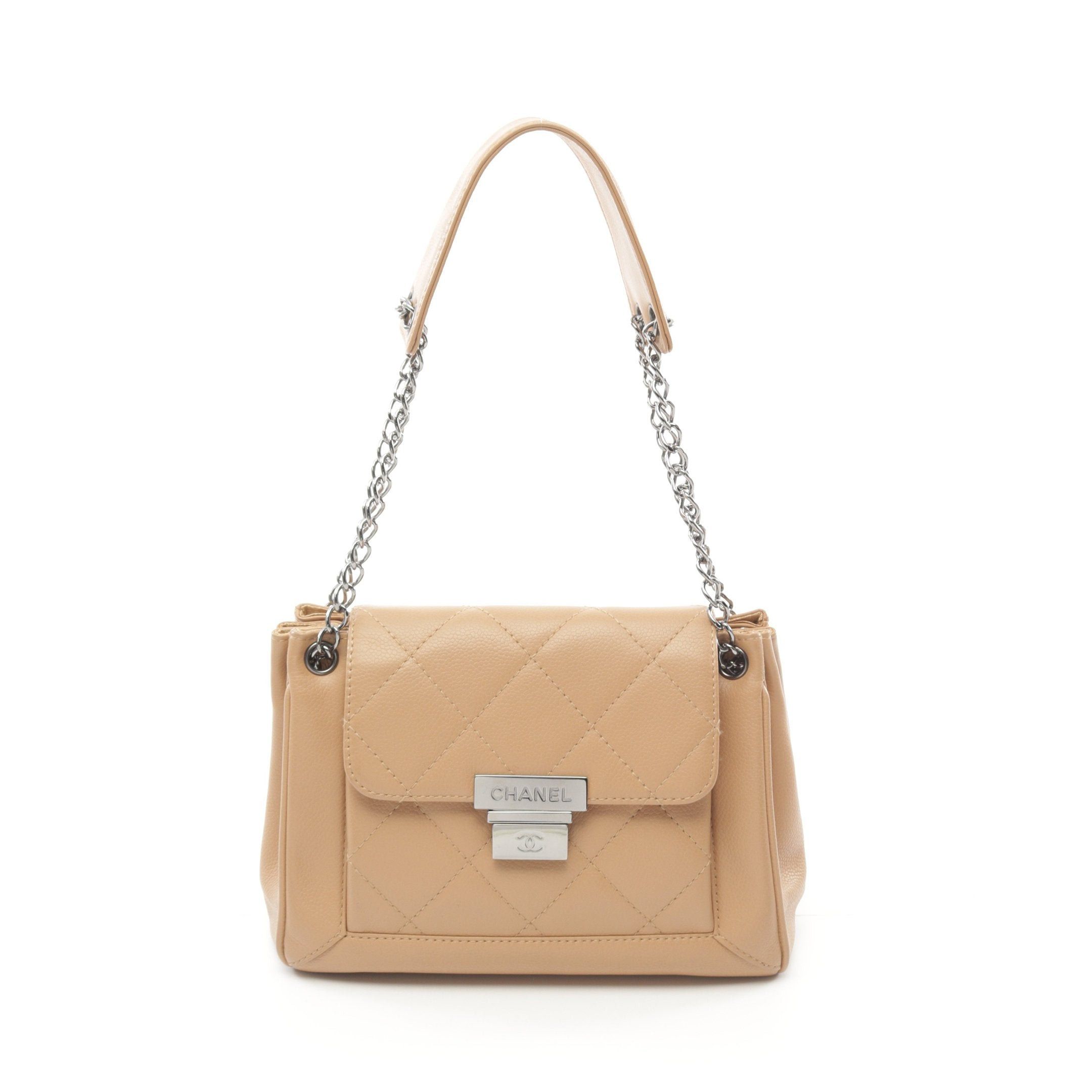 Chanel Chanel 2.55 Wild Stitch Chain Handbag Caviar Skin Beige Silver Hardware Size ONE SIZE - 1 Thumbnail