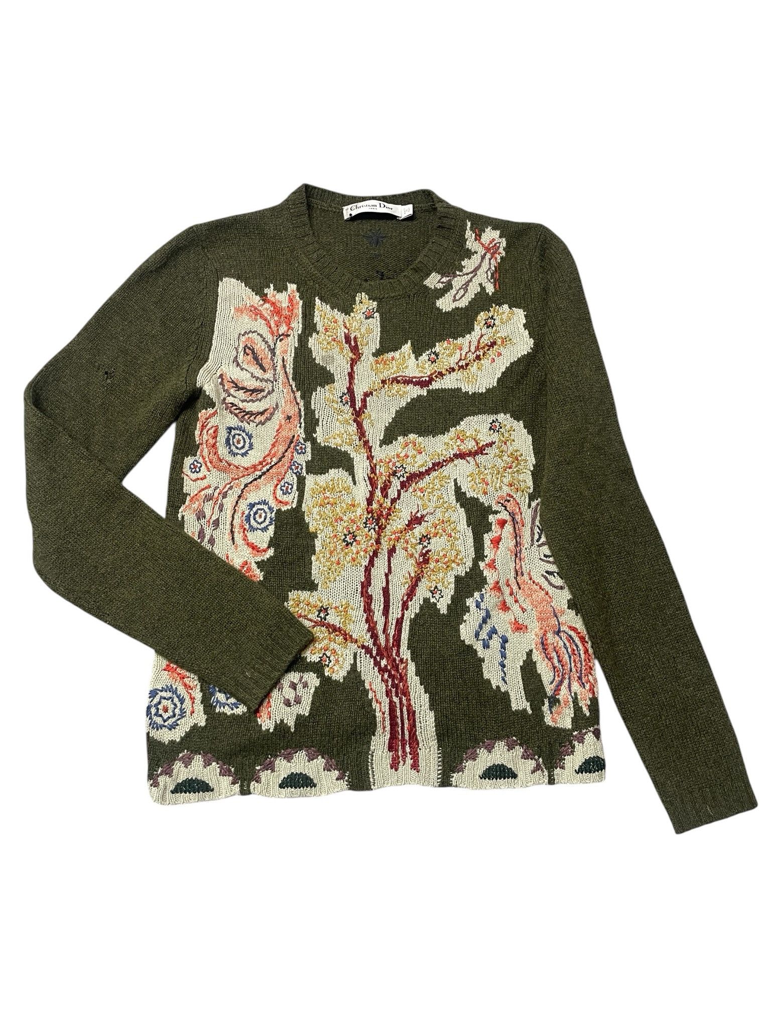 Dior Vintage 2000s Christian Dior Designer Embroidered Cashmere Knit Sweater Size M / US 6-8 / IT 42-44 - 1 Thumbnail