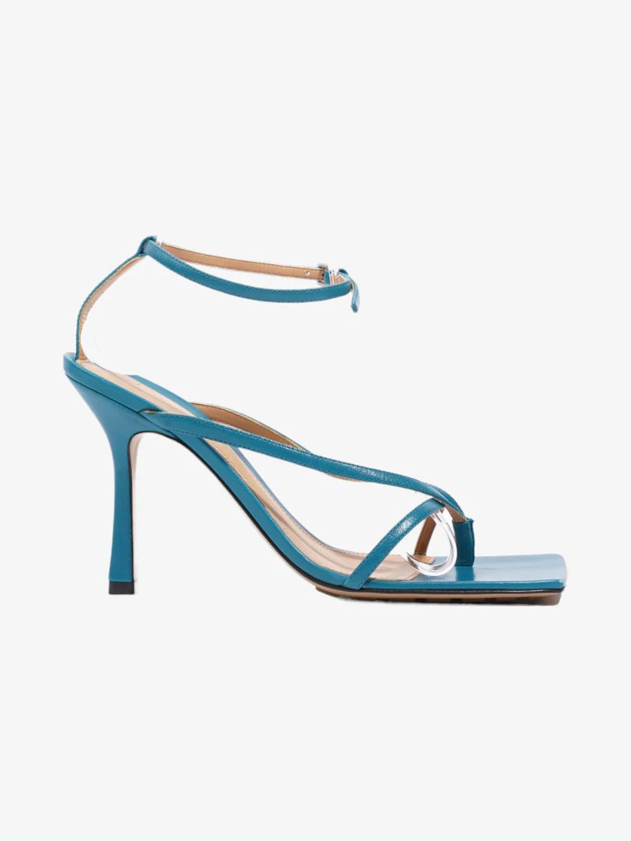 Bottega Veneta o1n1vont1024 Stretch Square Toe Ankle Strap Sandals Sky Blue Size US 7.5 / IT 37.5 - 8 Thumbnail