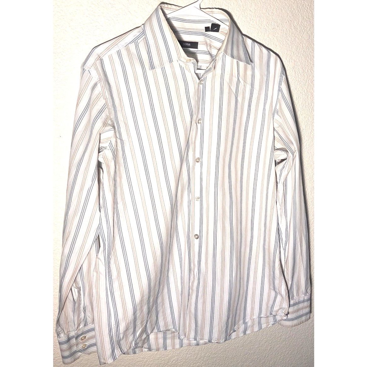 Hugo Boss Hugo Boss Men's White Striped Dress Shirt - Size 16.5/34-35 Size US L / EU 52-54 / 3 - 2 Thumbnail