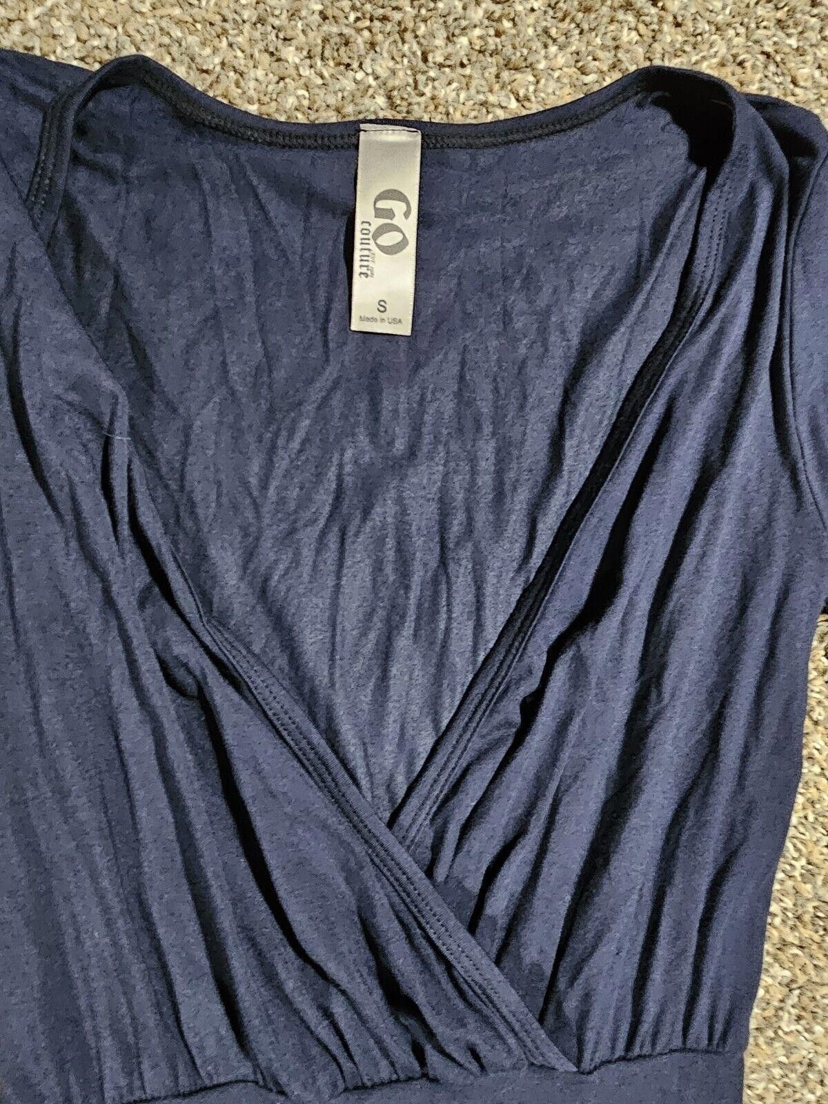 Designer Go Couture Dress S Blue Micro Modal USA MADE Leg Slit Size S / US 4 / IT 40 - 3 Thumbnail