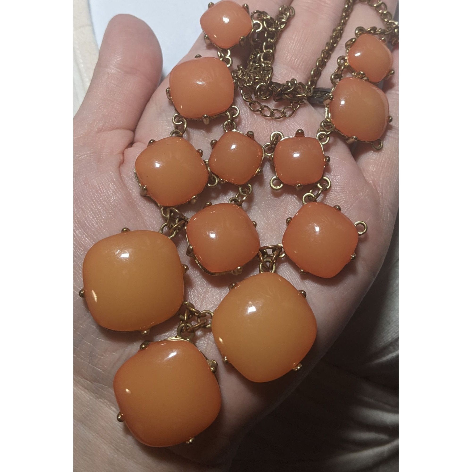 Other Peach Bubble Bib Statement Necklace With Gold Chain Size ONE SIZE - 7 Thumbnail