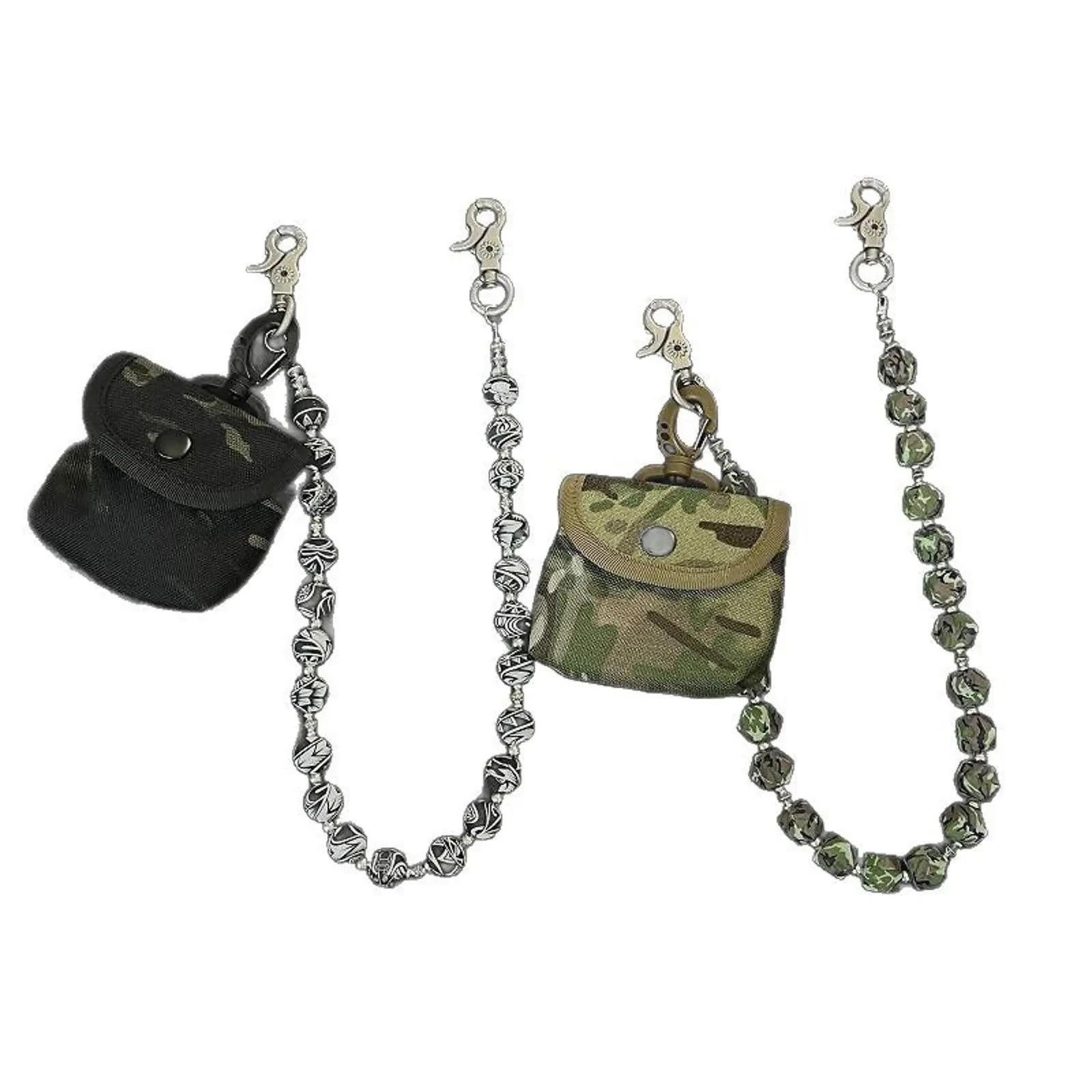 Vintage Camouflage Beaded Wallet Chain with Pouch, Pants Chain Size ONE SIZE - 4 Thumbnail
