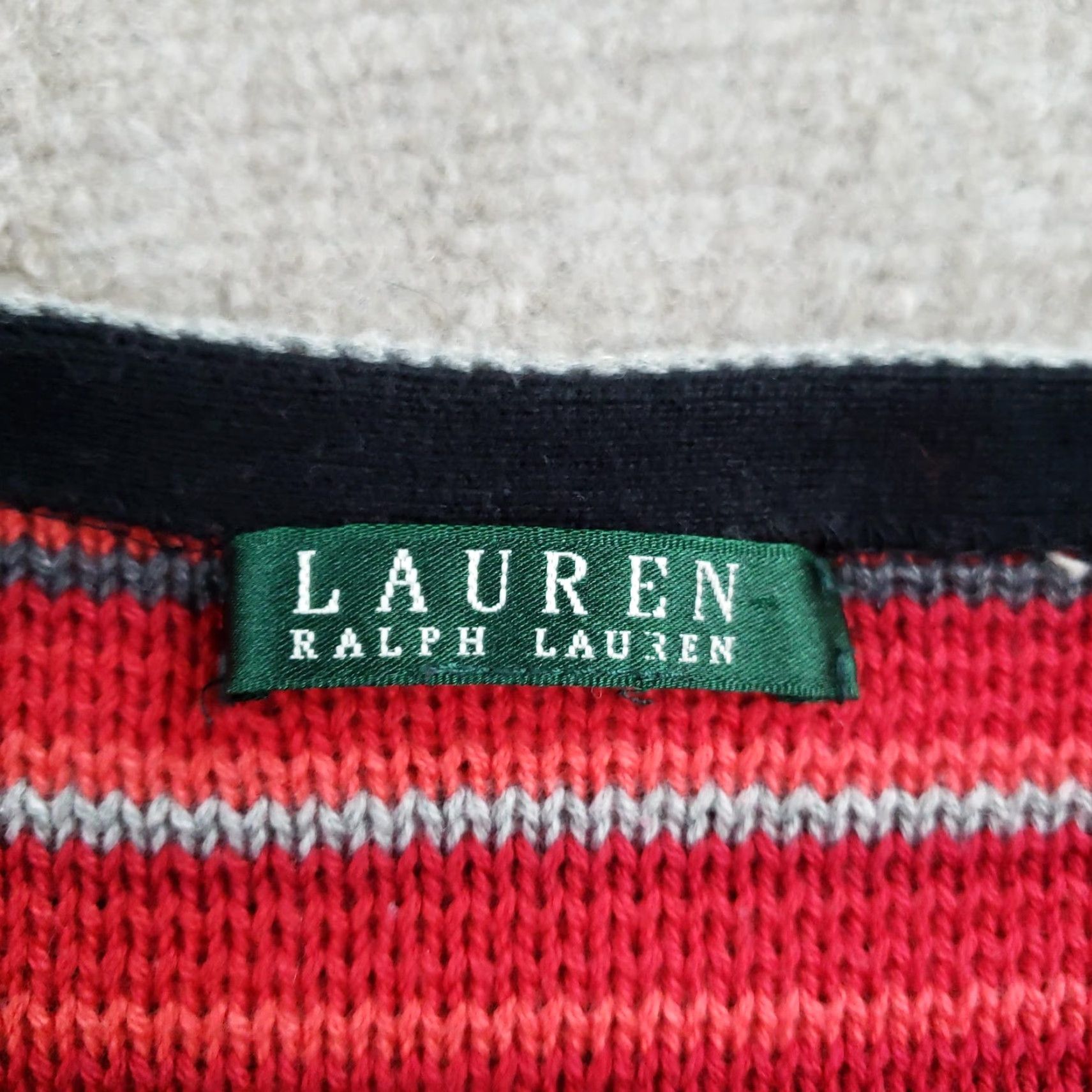 Ralph Lauren Lauren Ralph Lauren Sweater Womens Medium Red Gray Long Open-Knit Boat Neck Size M / US 6-8 / IT 42-44 - 5 Thumbnail