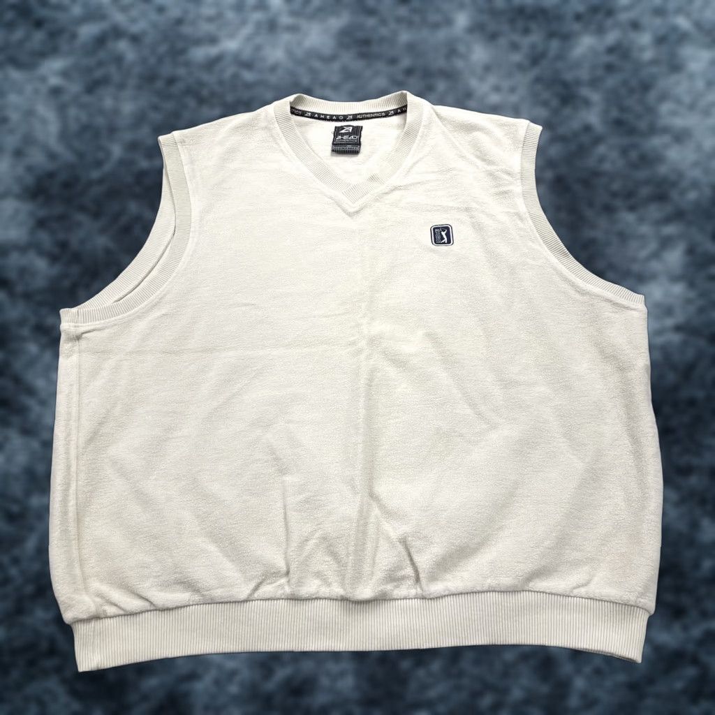 Vintage VINTAGE Ahead Golf Vest Mens 2XL Beige Cotton PGA Tour Sleeveless Logo 90s Size US XXL / EU 58 / 5 - 1 Thumbnail